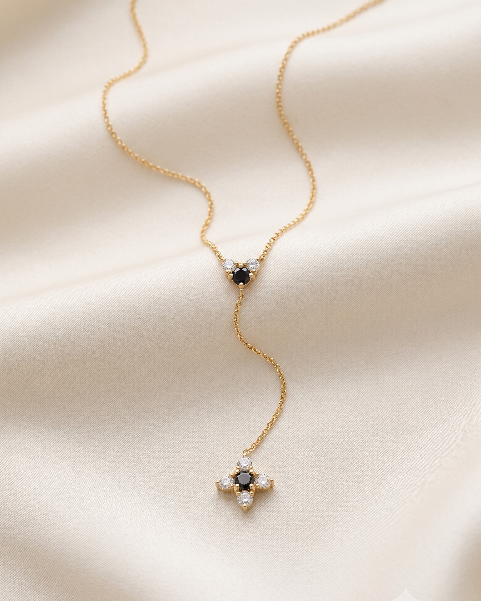 Alexandra Gold Necklace Black & White Diamonds
