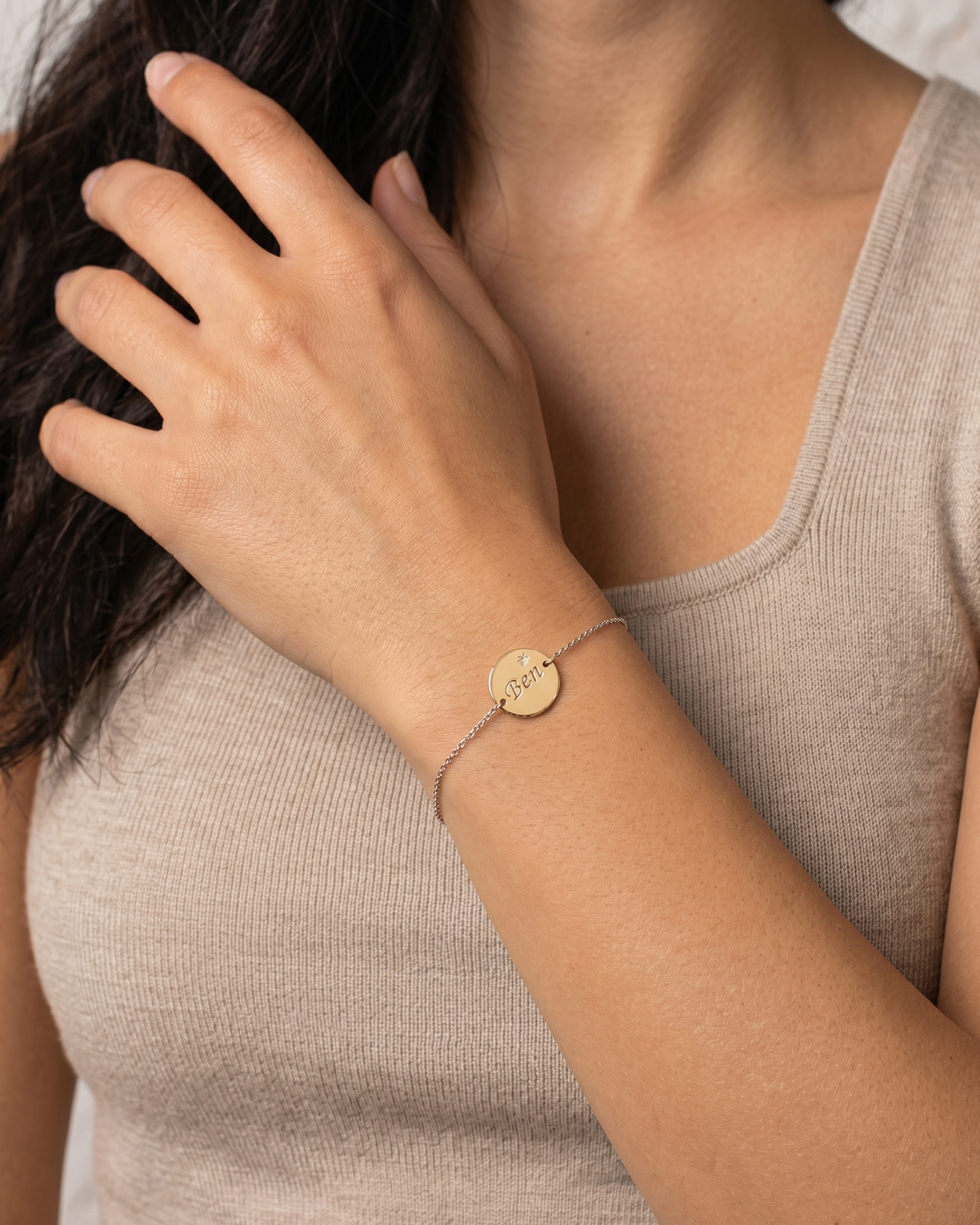 Chiara Gold Bracelet Star Setting & Engraving