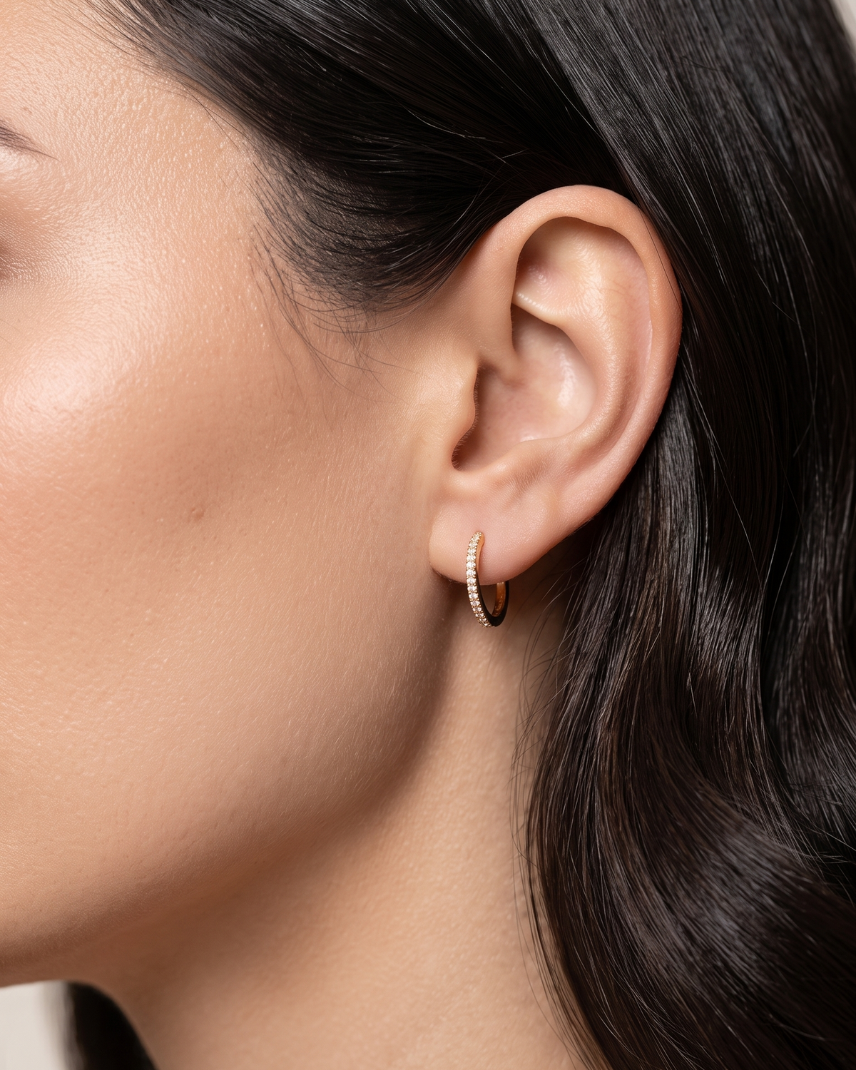 Khloé Large Hoop Gold Earring with White Diamonds