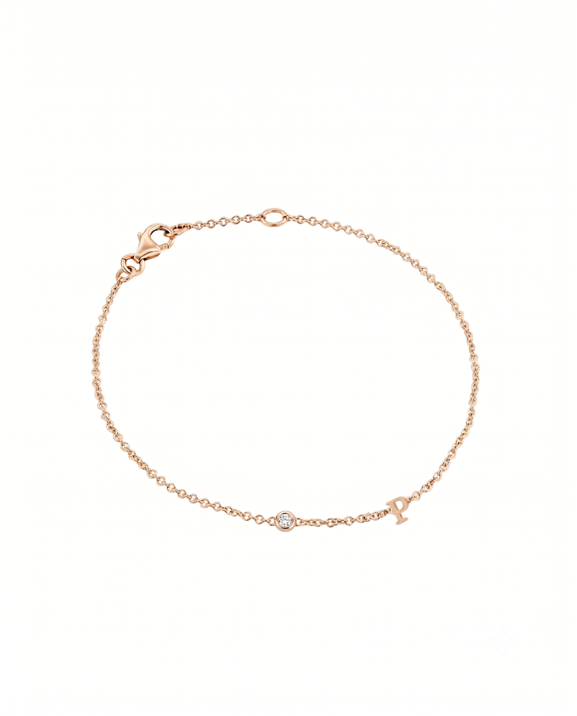 Letter & diamond gold bracelet
