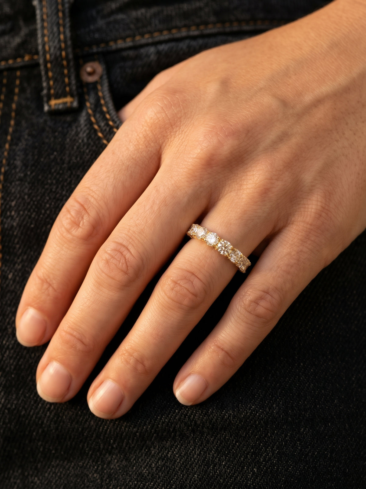 Large Candy Gold Ring White Diamonds