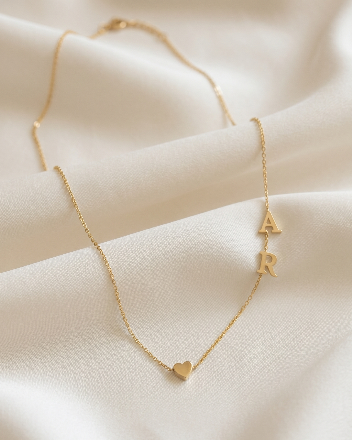 Heart Necklace With Two Floating English Letters Pendants