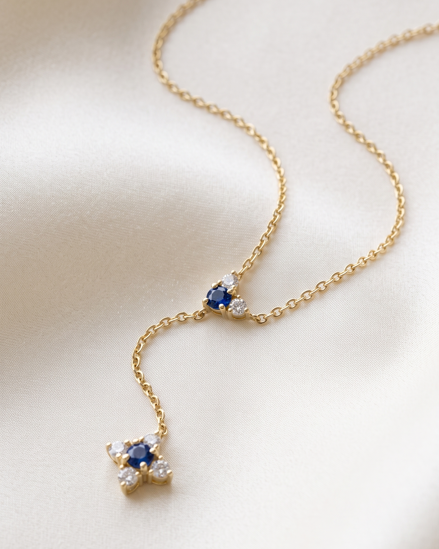 Alexandra Gold Necklace Sapphire & White Diamonds