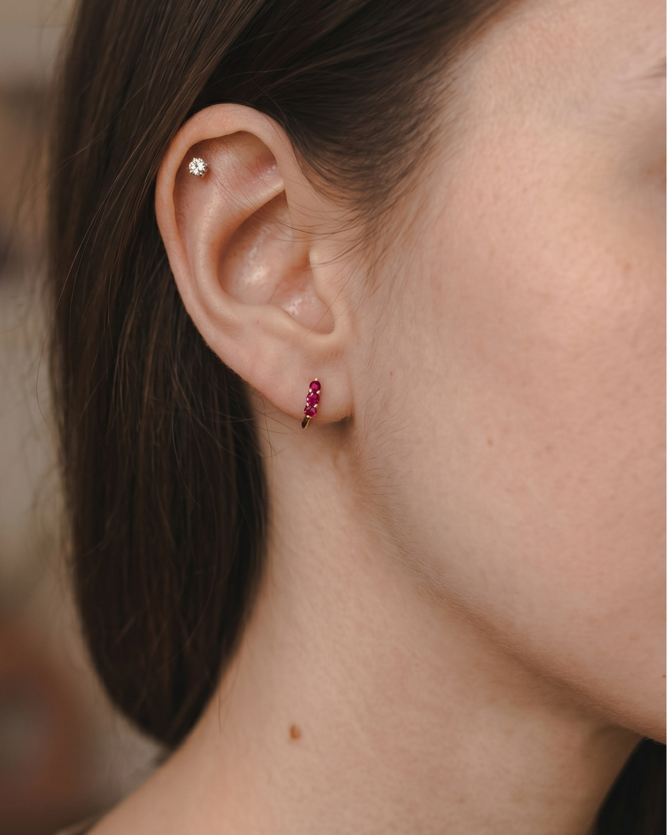 Audrey small Hoop With Ruby