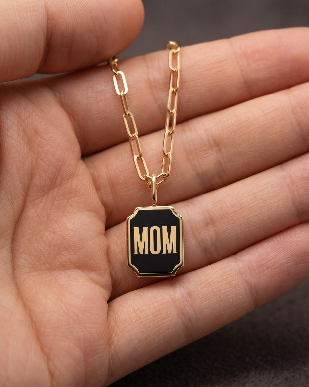 Enamel DAD / MOM staples Necklace