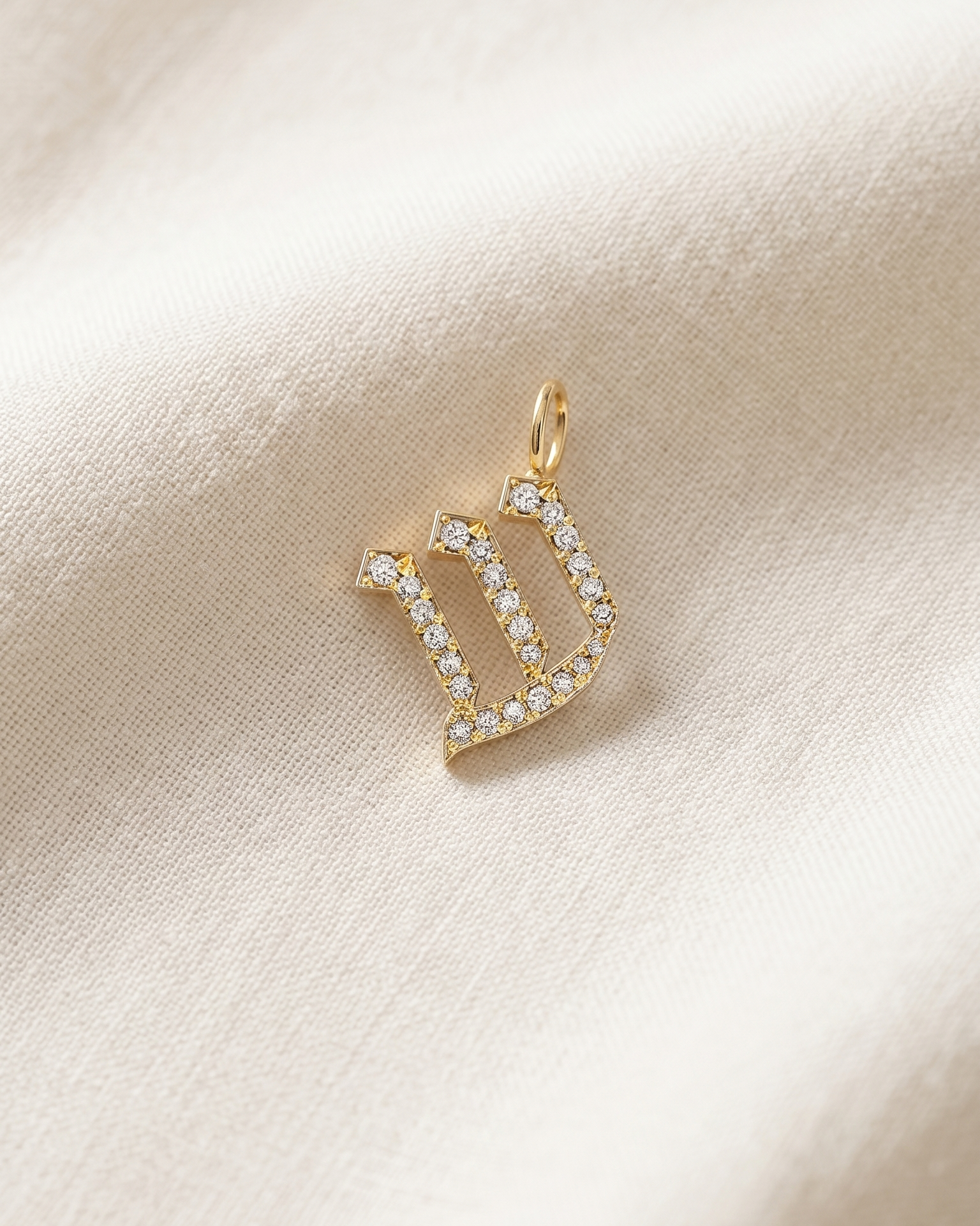 Letter Pendant Small Aleph-Bet Encrusted Pendant White Diamonds