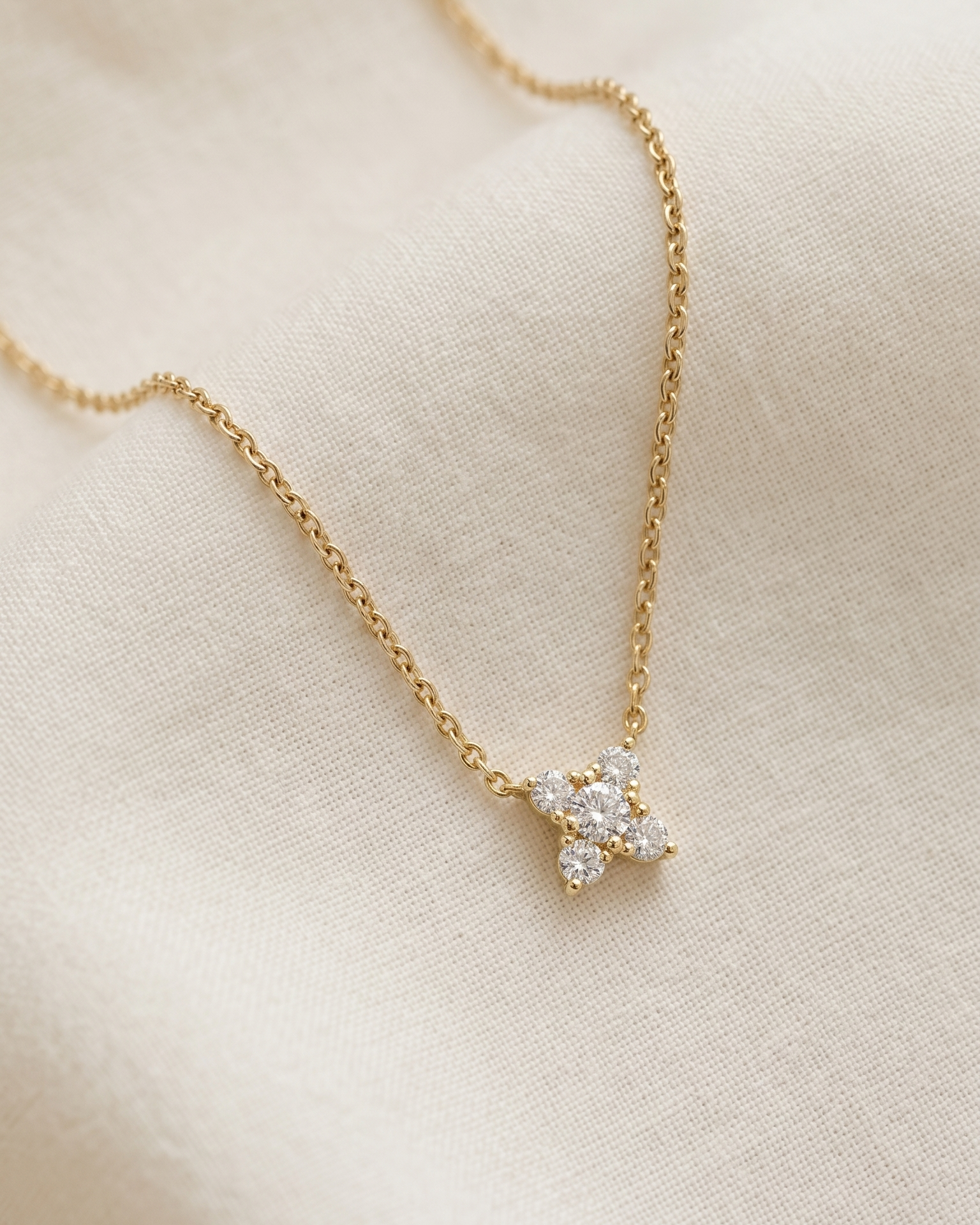 Valentina Gold Necklace White Diamonds