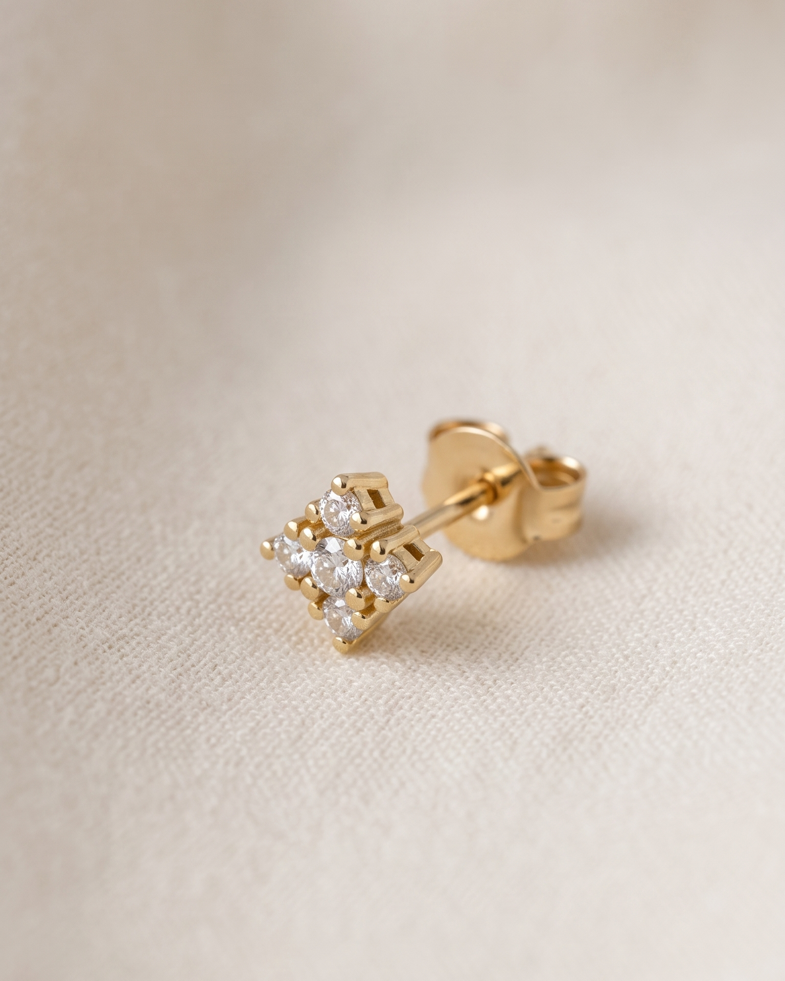 Mini Eliana Gold Earring White Diamonds