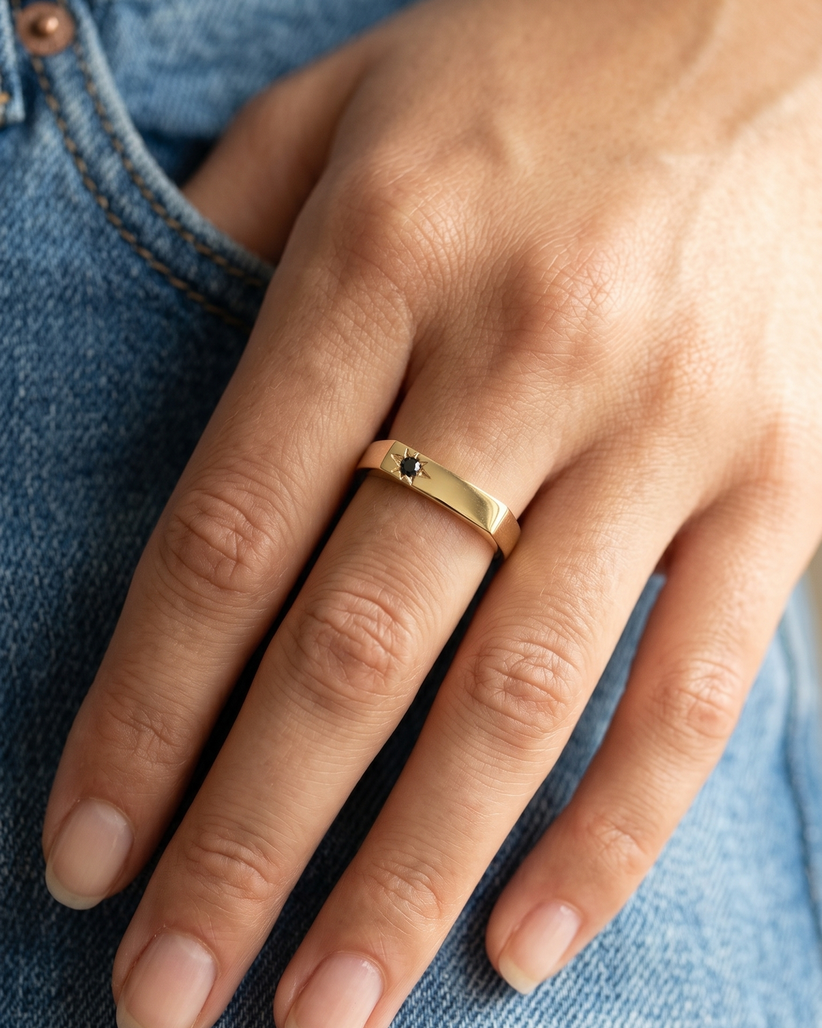 Charlotte Gold Ring Black Diamond