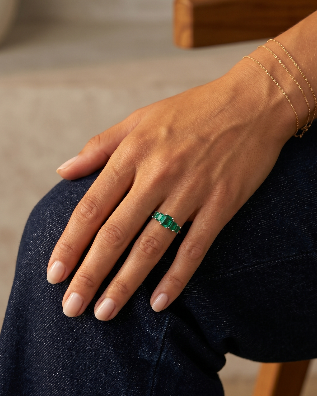 Alexandrina Gold Ring With Emeralds