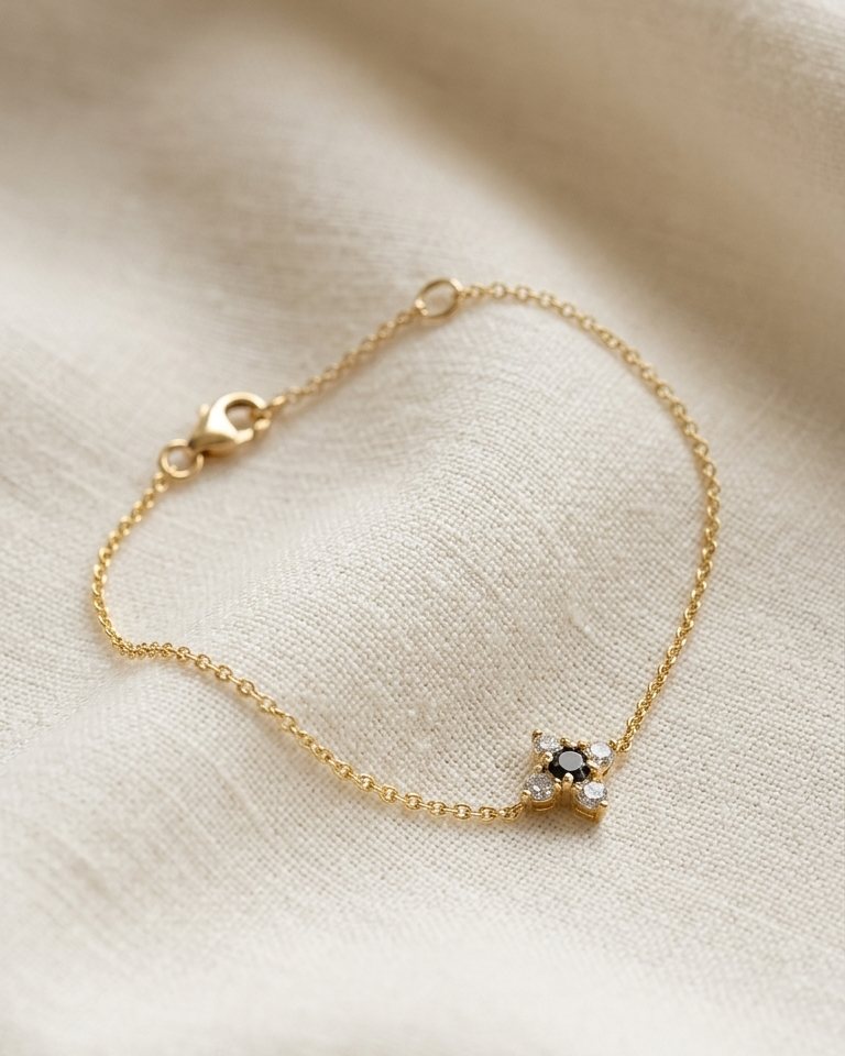 Natalia Gold Bracelet Black & White Diamonds