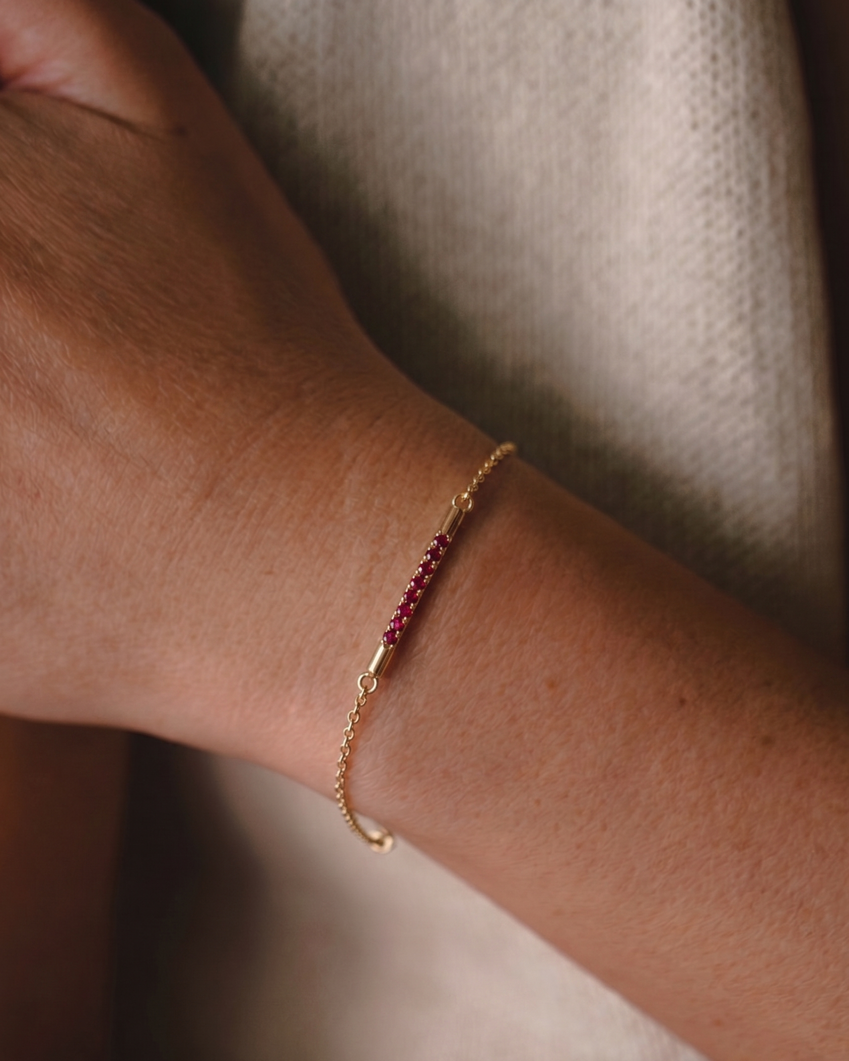 Andrea Gold Bracelet Set With rubies