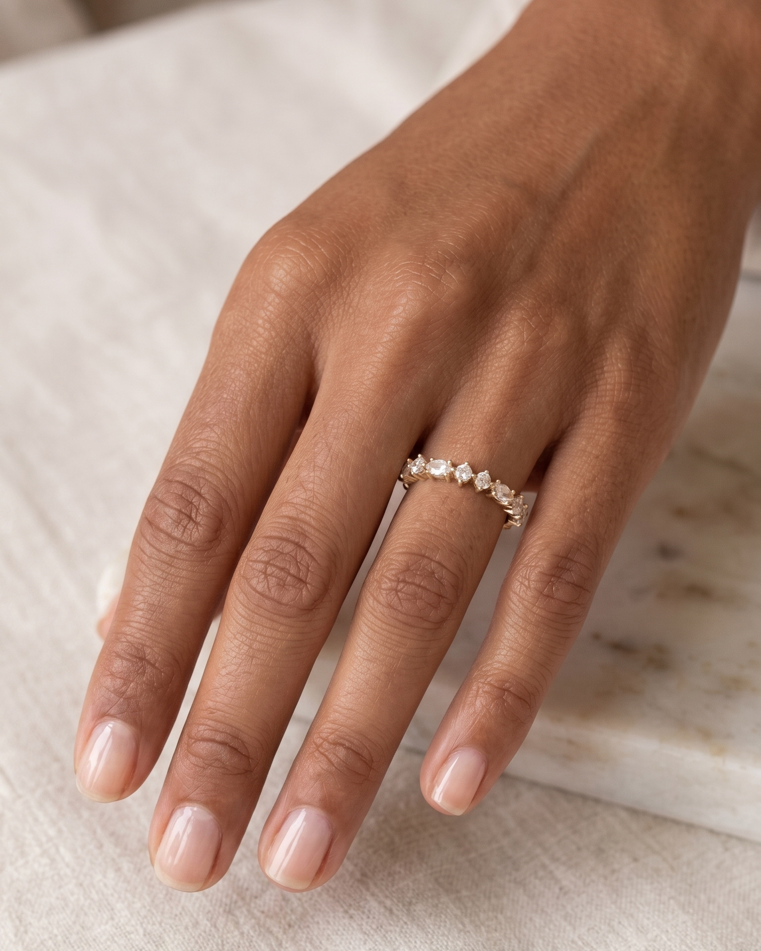Queen E Gold Ring with White Diamonds
