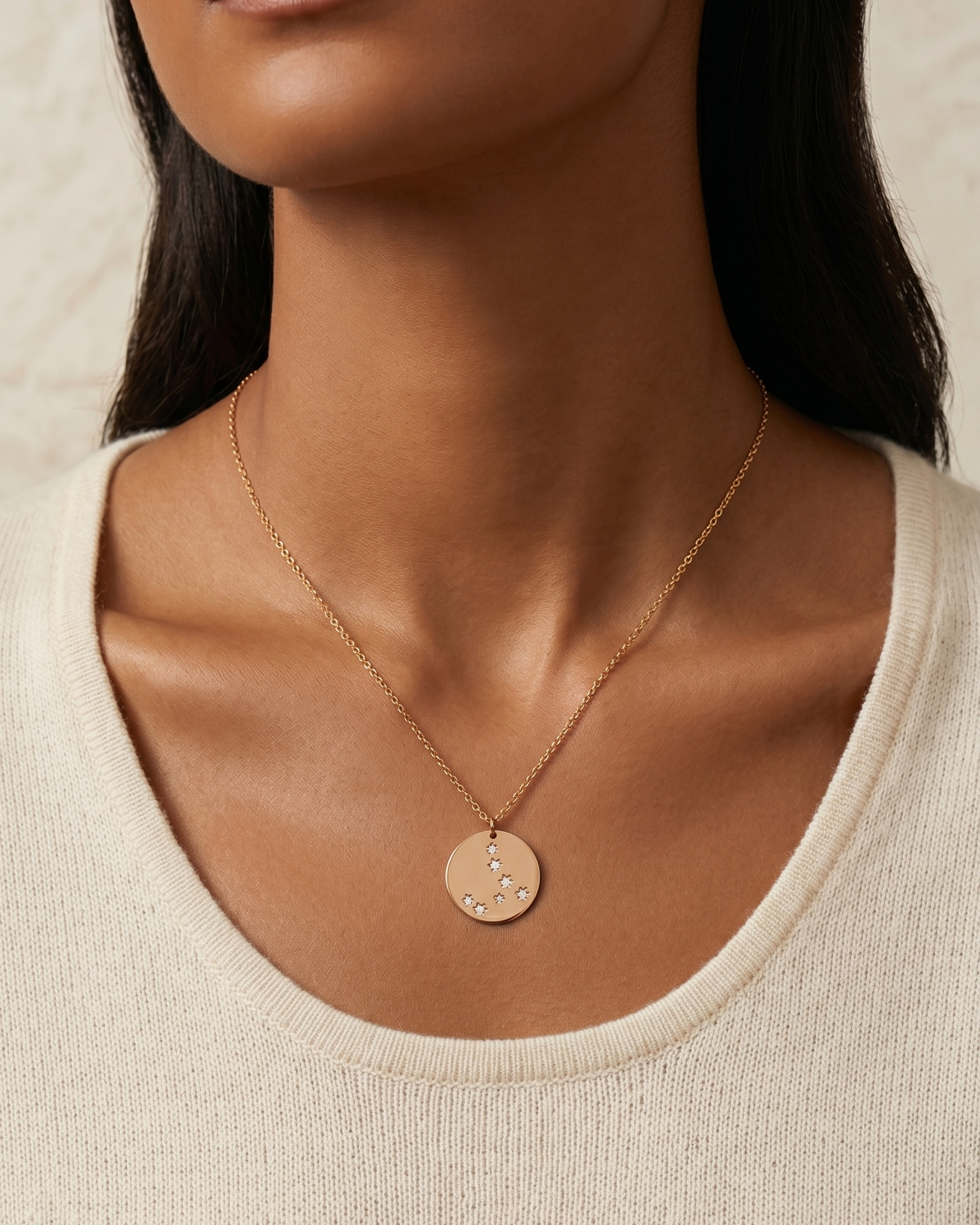 Chiara Gold Necklace - zodiac chart & diamond setting