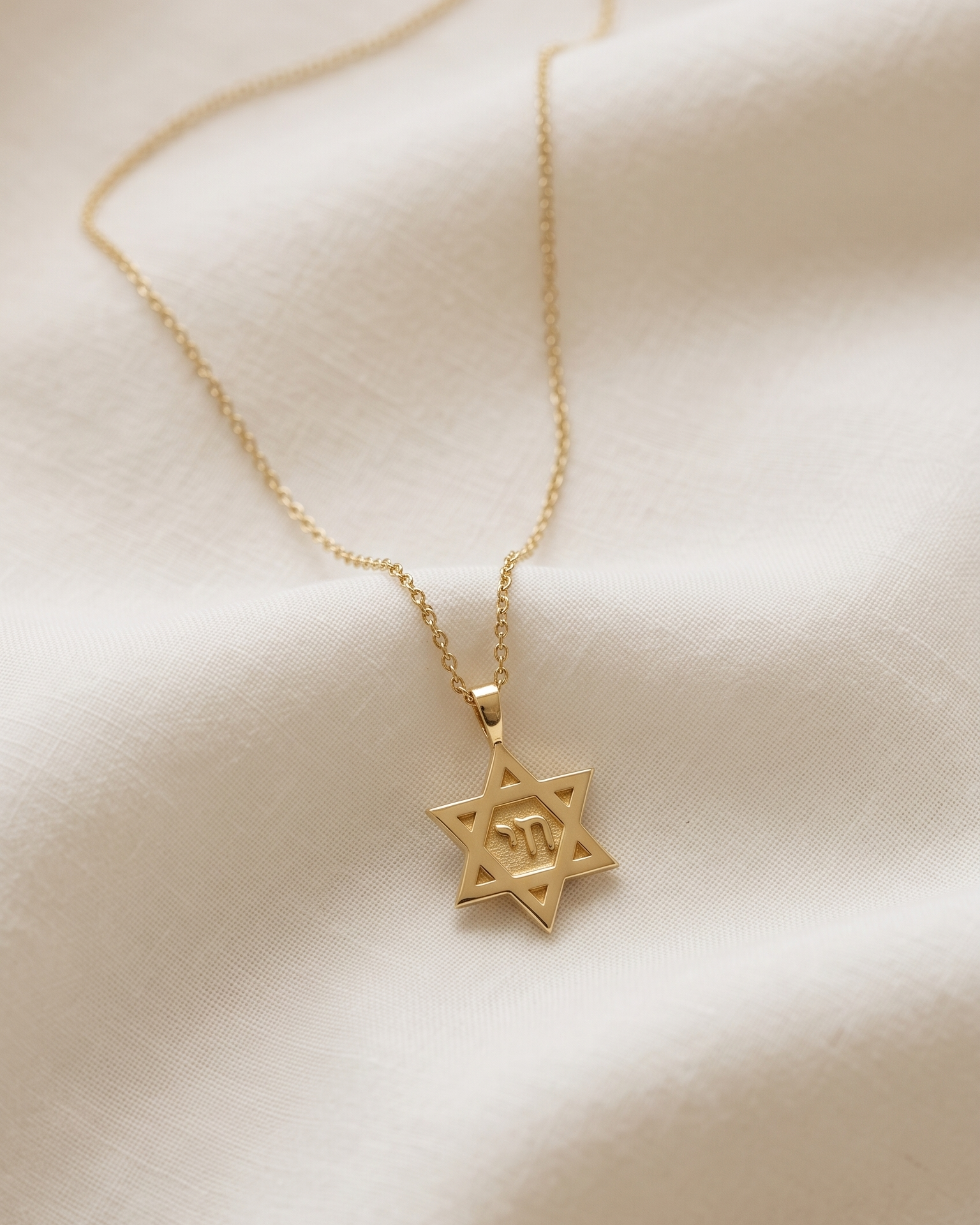 Star Of David Gold Necklace with Hebrew Letters