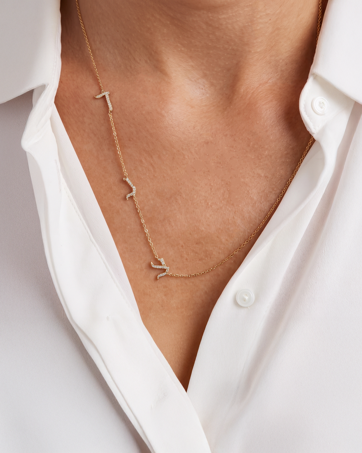 Three letters Necklace set with diamonds