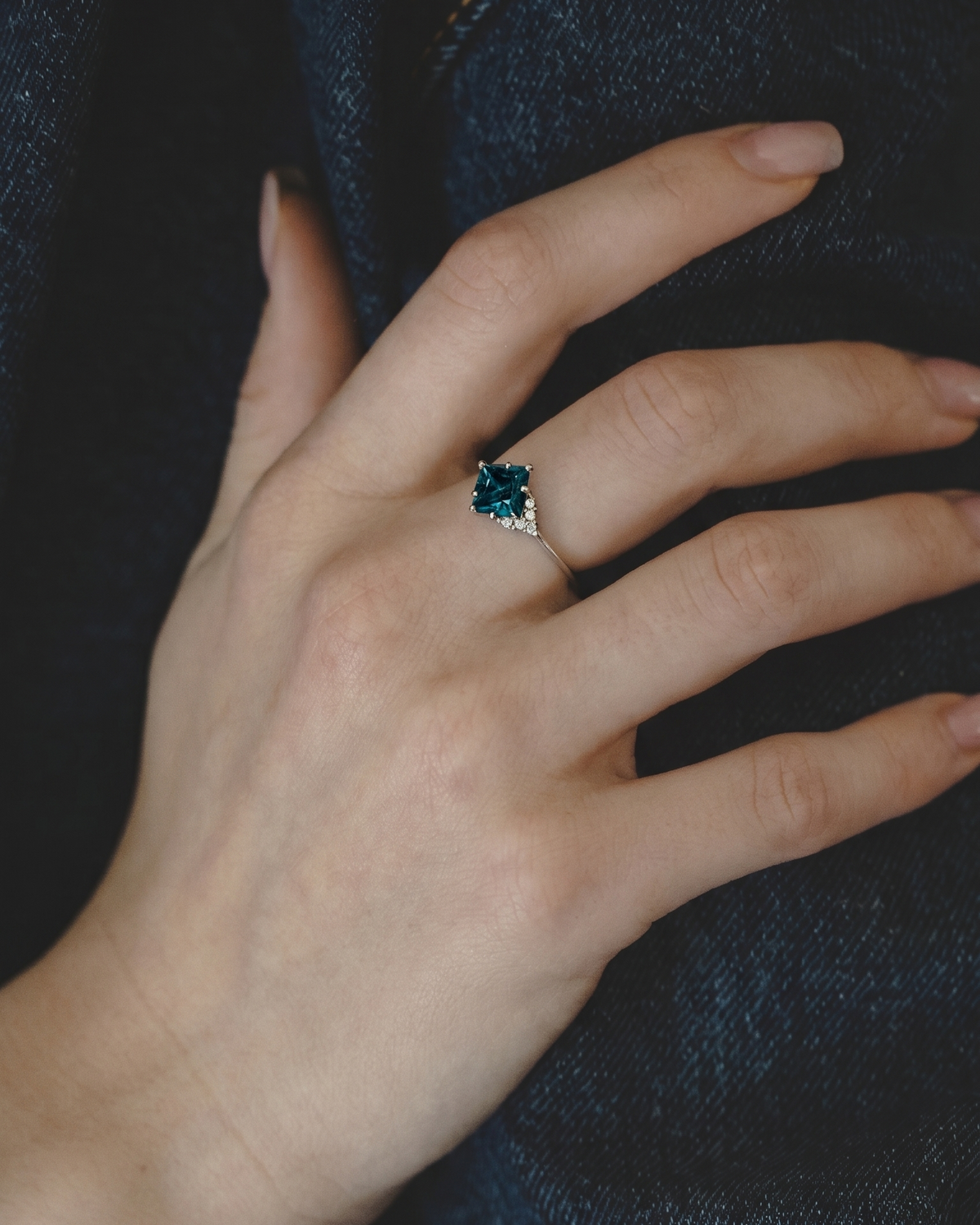 Juliette Ring With Diamonds and Blue Topaz