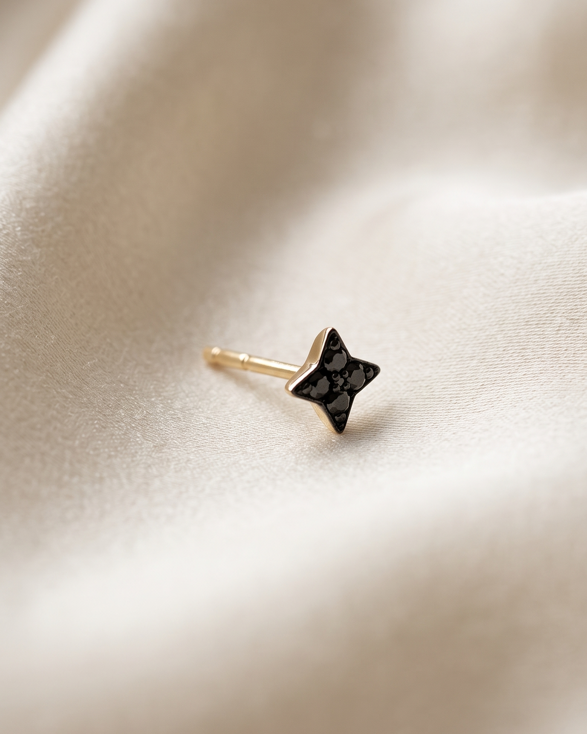Mini Venus Gold Earring With Black Diamonds blackening