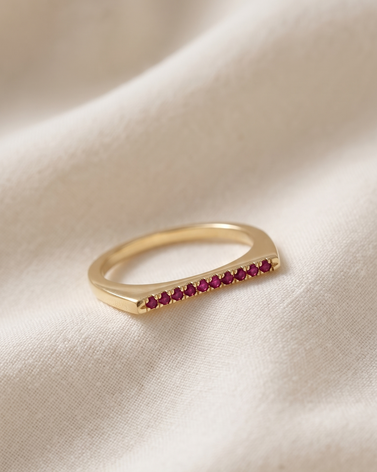 Miranda Encrusted Gold Ring With Rubies