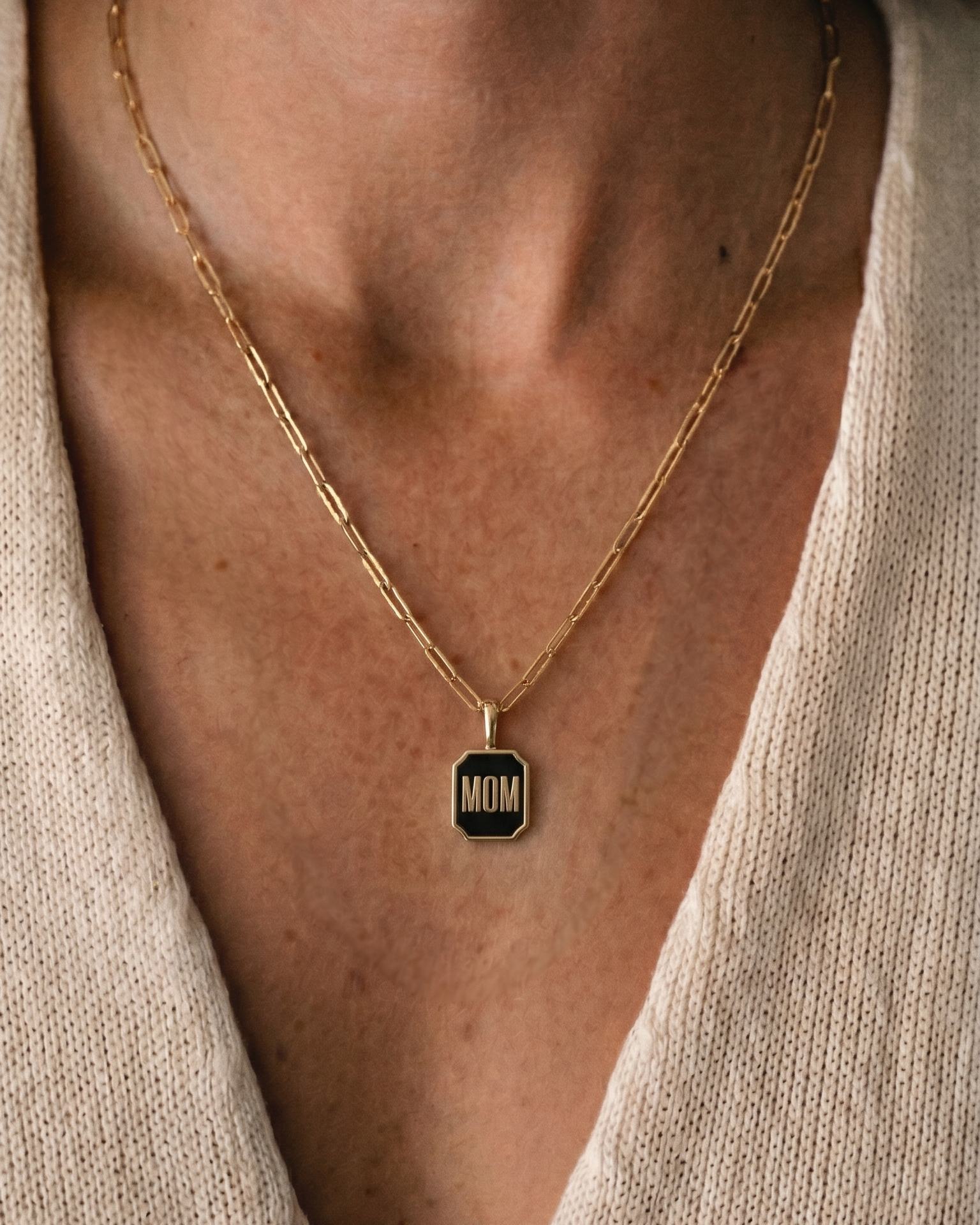 Enamel DAD / MOM staples Necklace