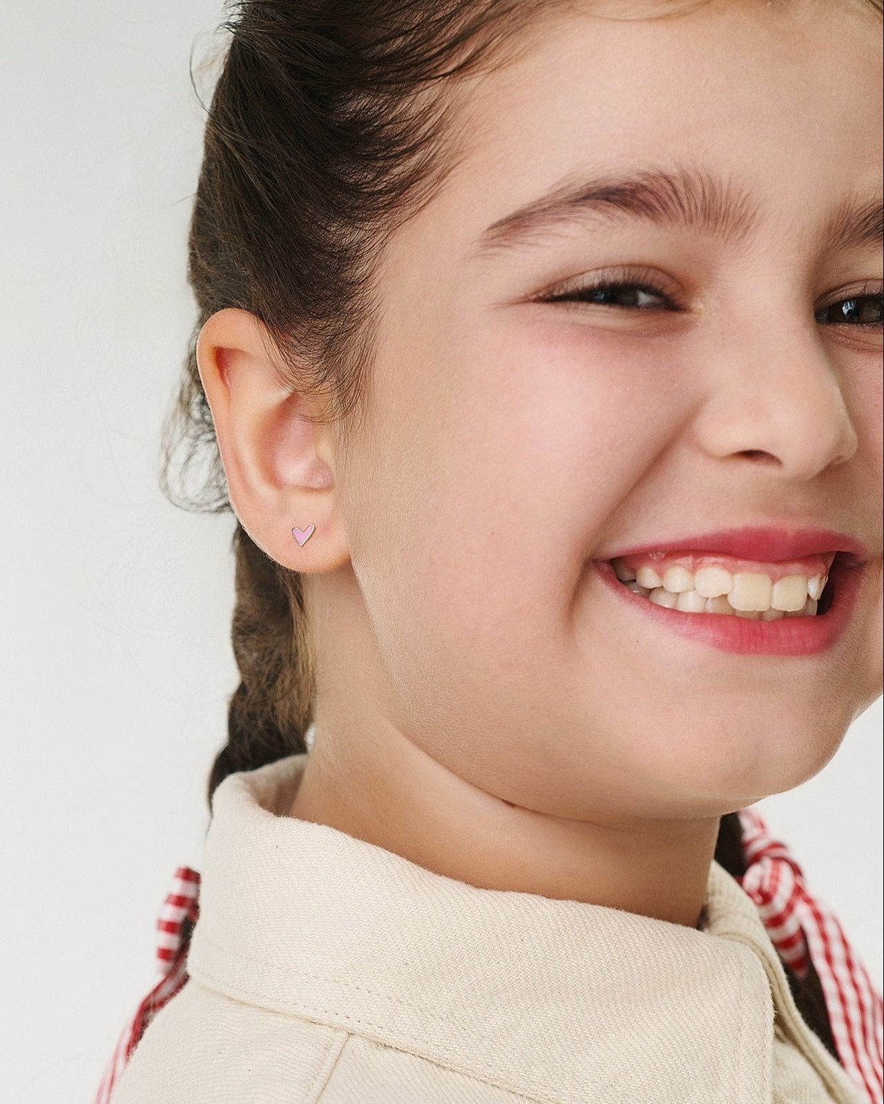 Pink Heart Gold Enamel Earring