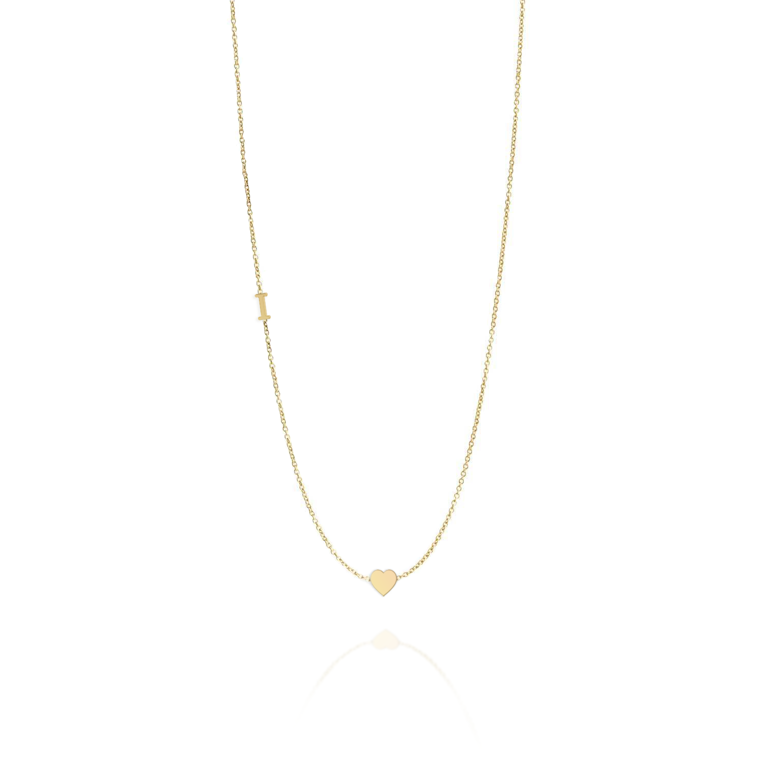 Small English letter Necklace With Gold Heart