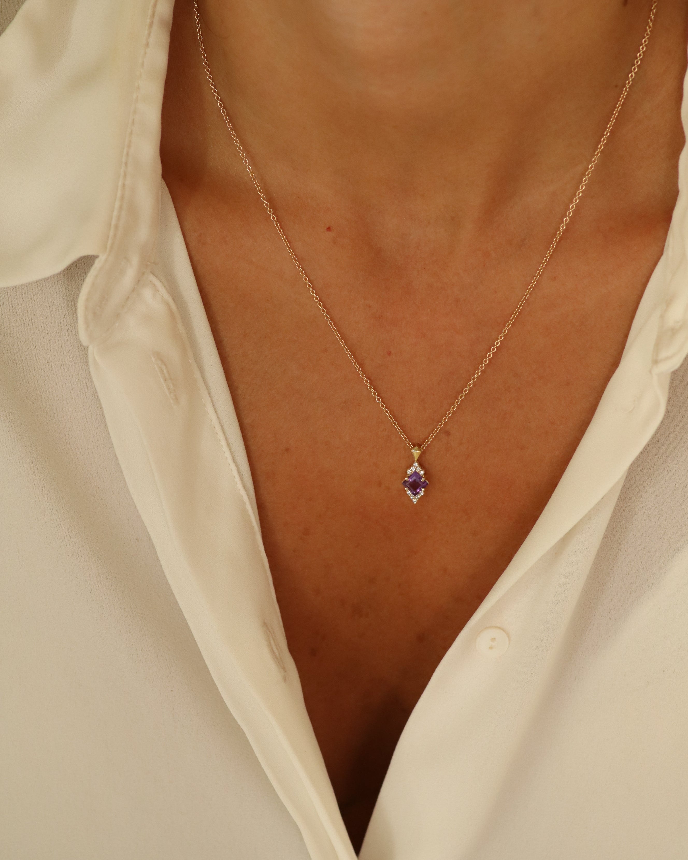 Juliette Necklace With Diamonds and Amethyst