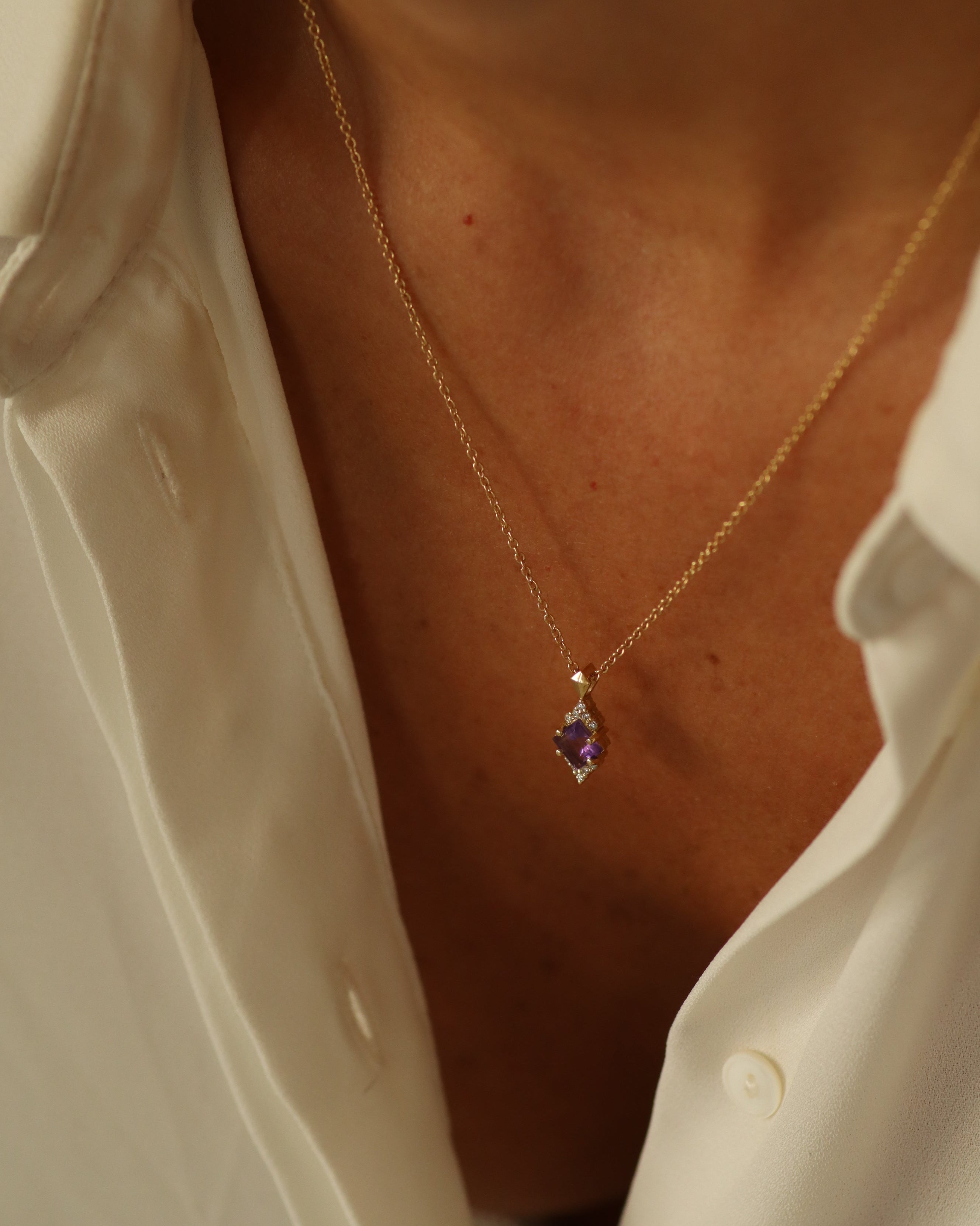 Juliette Necklace With Diamonds and Amethyst