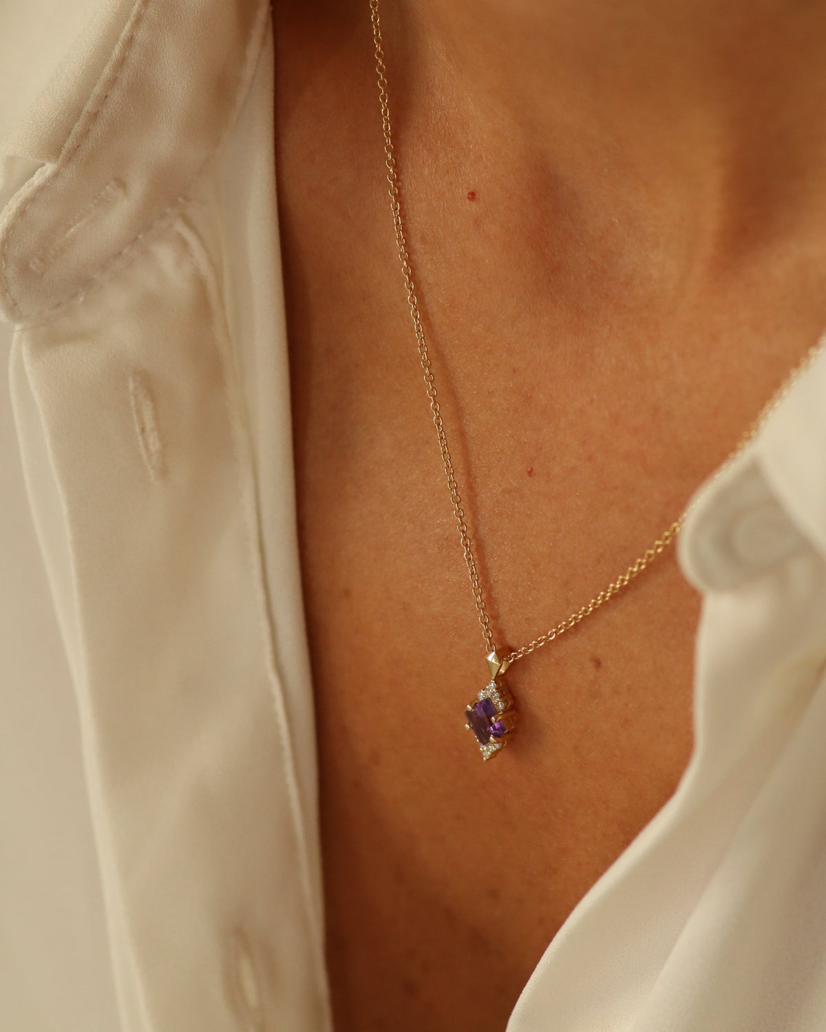 Juliette Necklace With Diamonds and Amethyst