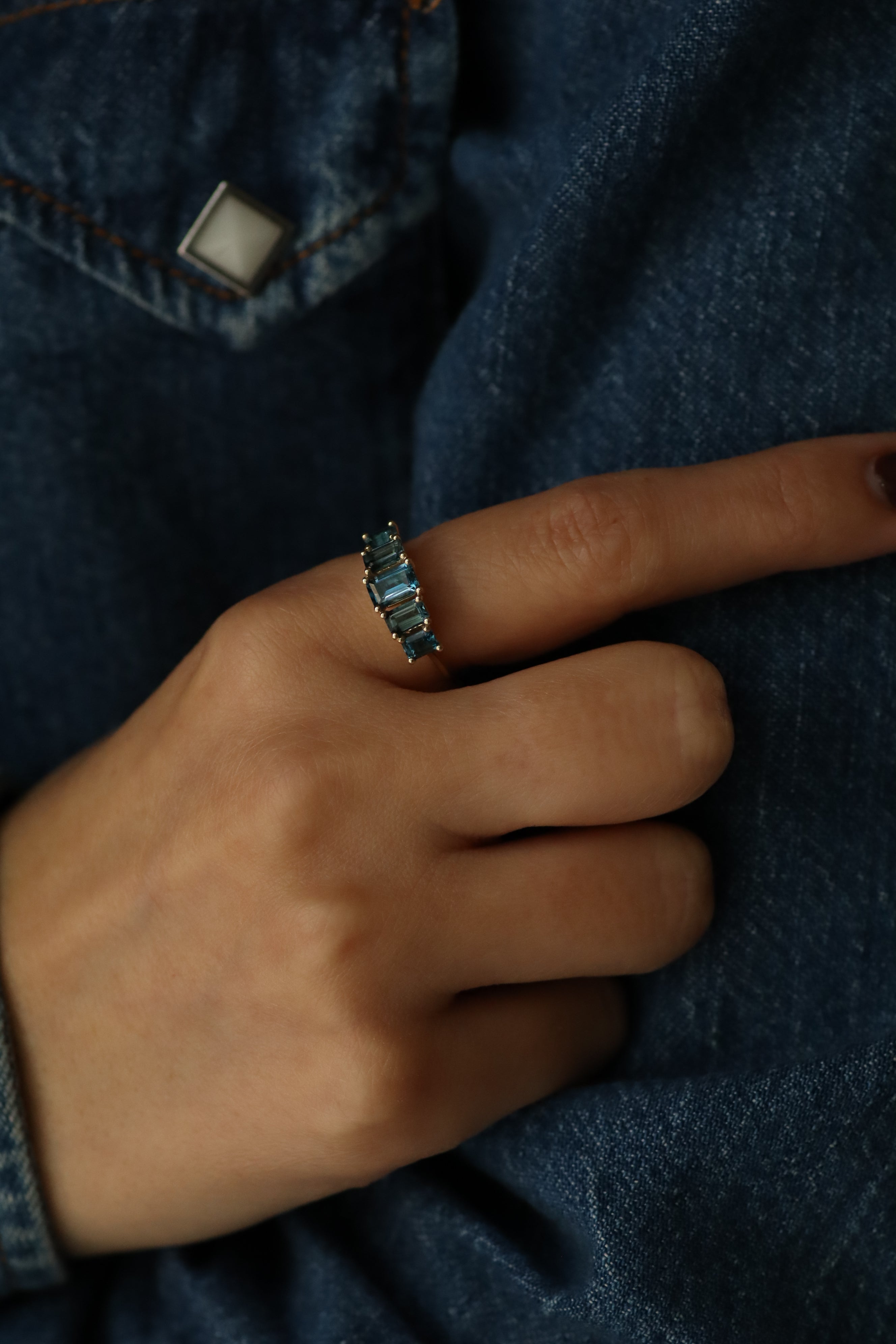 Alexandrina Gold Ring With blue topaz