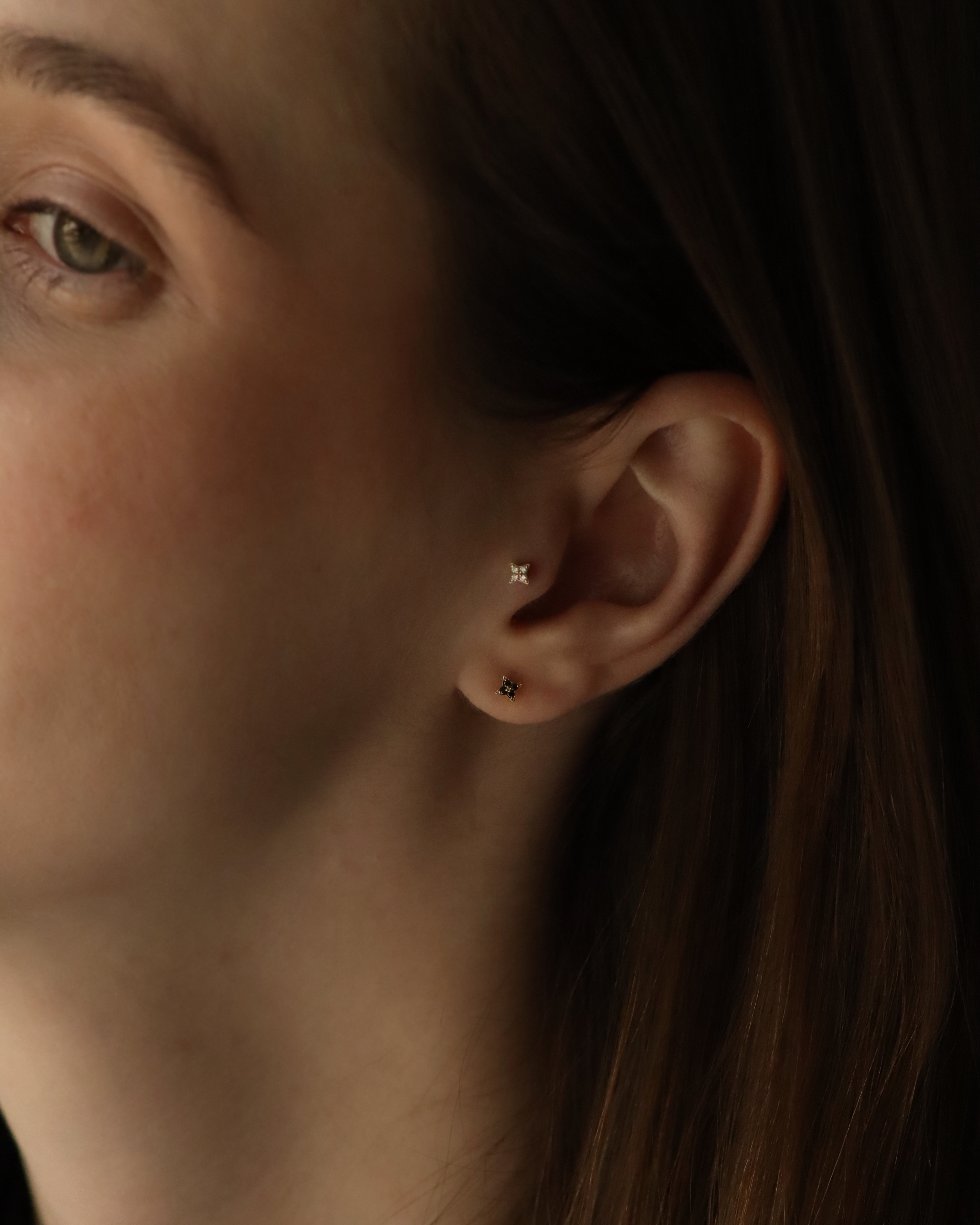 Mini Venus Gold Earring With Black Diamonds