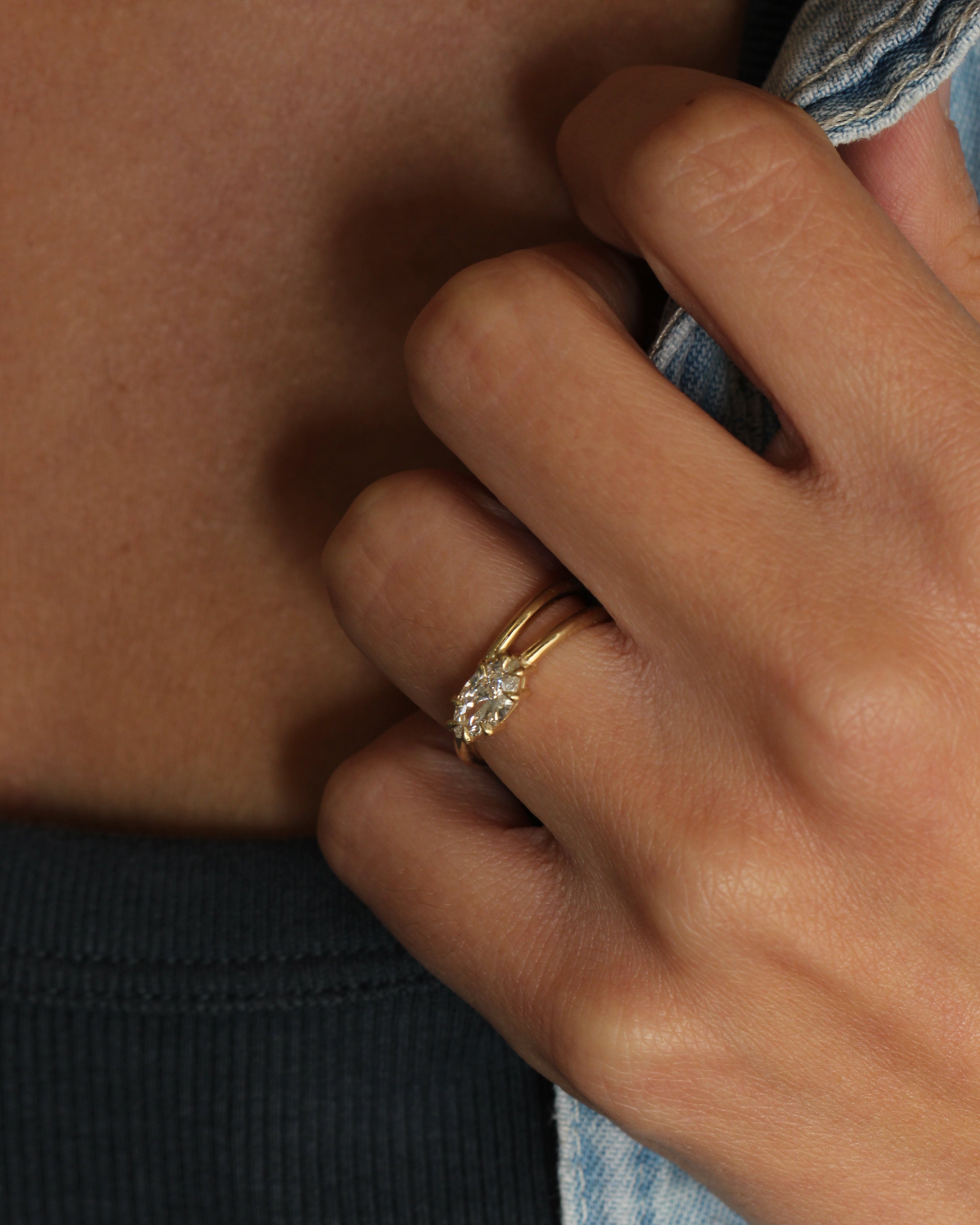 mini alberta ring with marquise white lab diamond