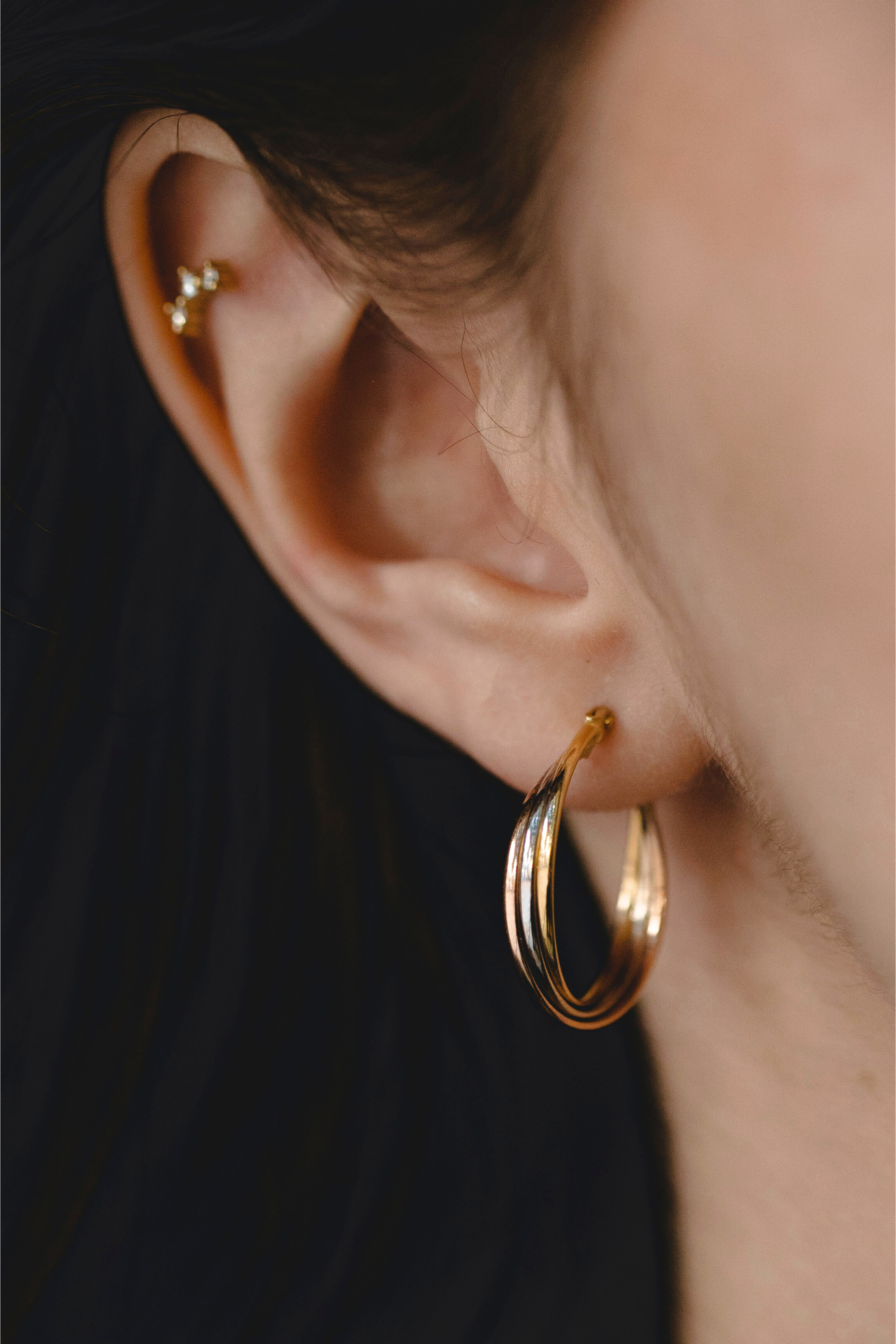 Moon gold hoop earring