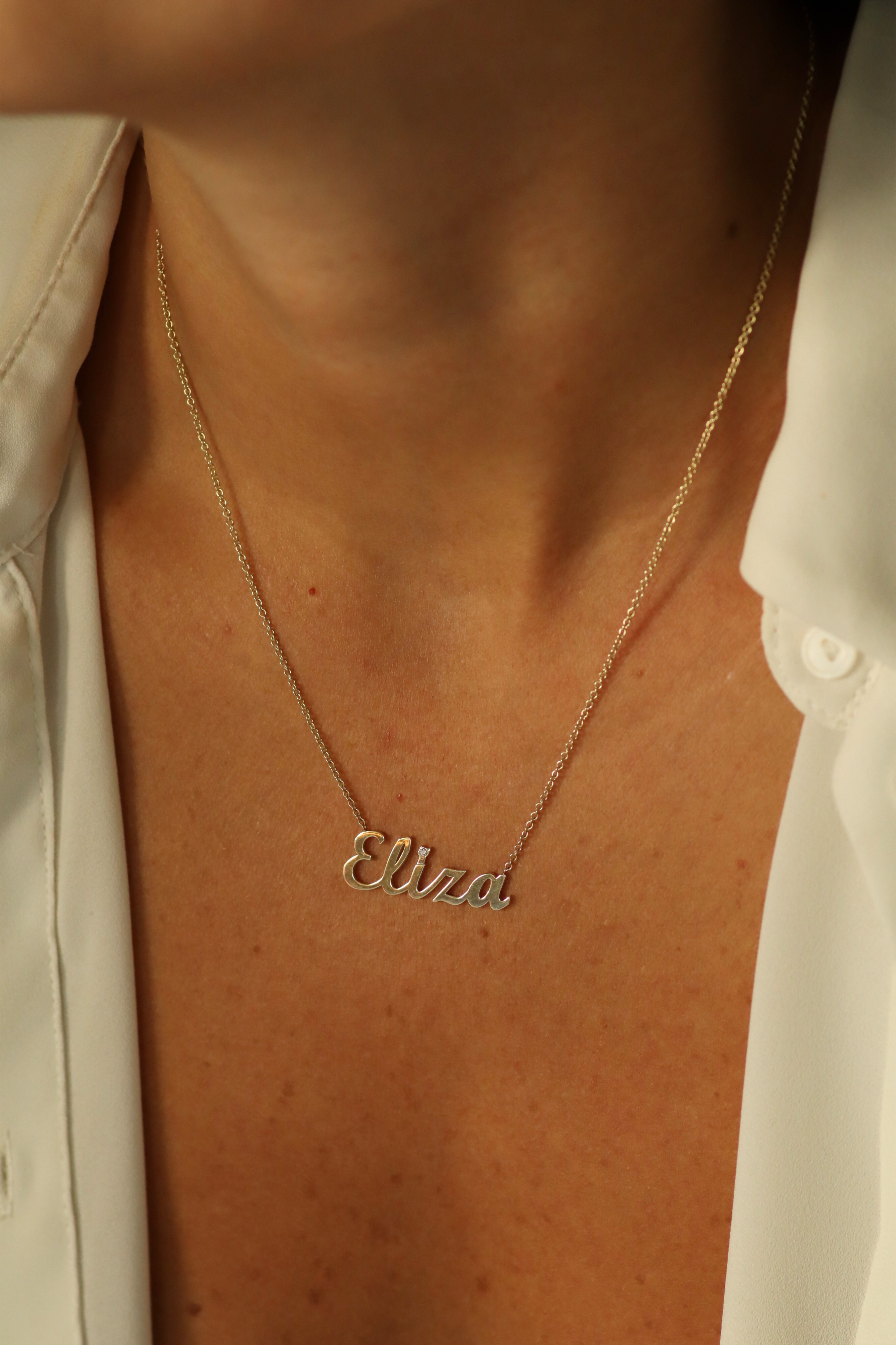 Name Necklace With White Diamond