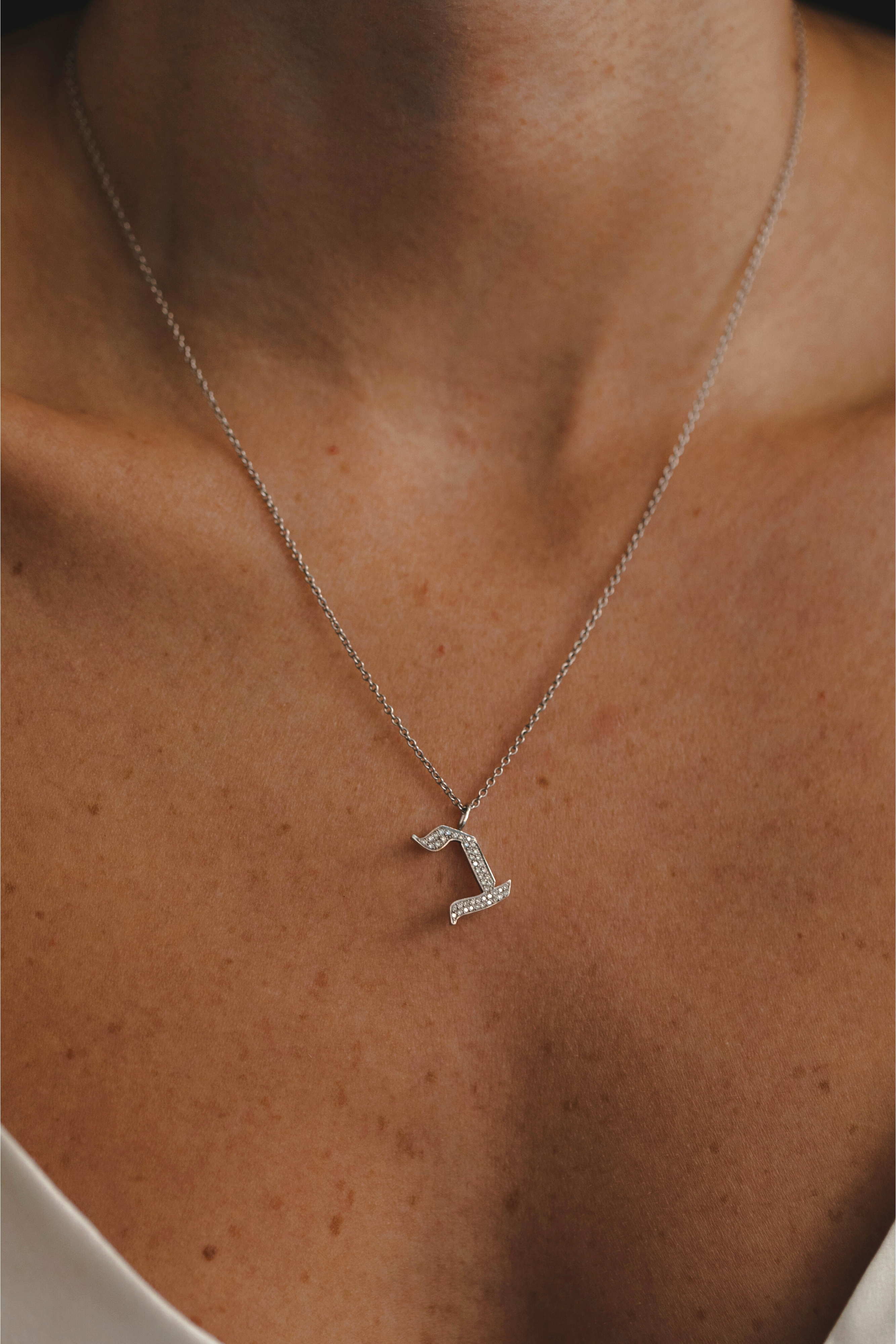Letter Necklace - Large Aleph-Bet Encrusted Pendant