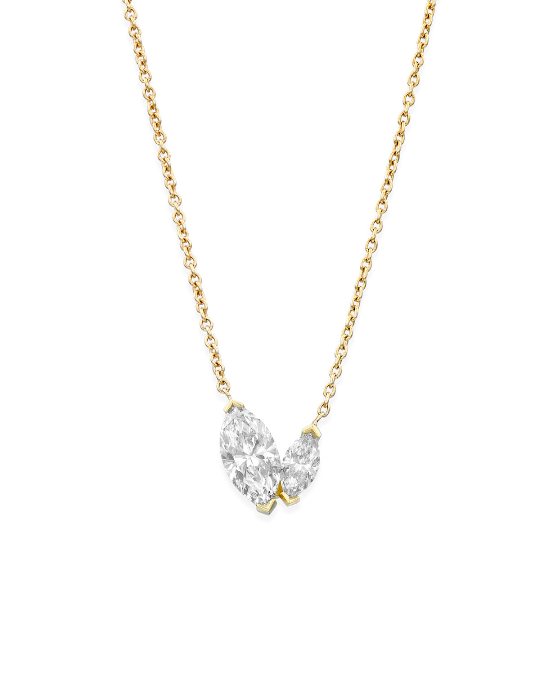 Marquise Gold Necklace with White Lab Diamonds