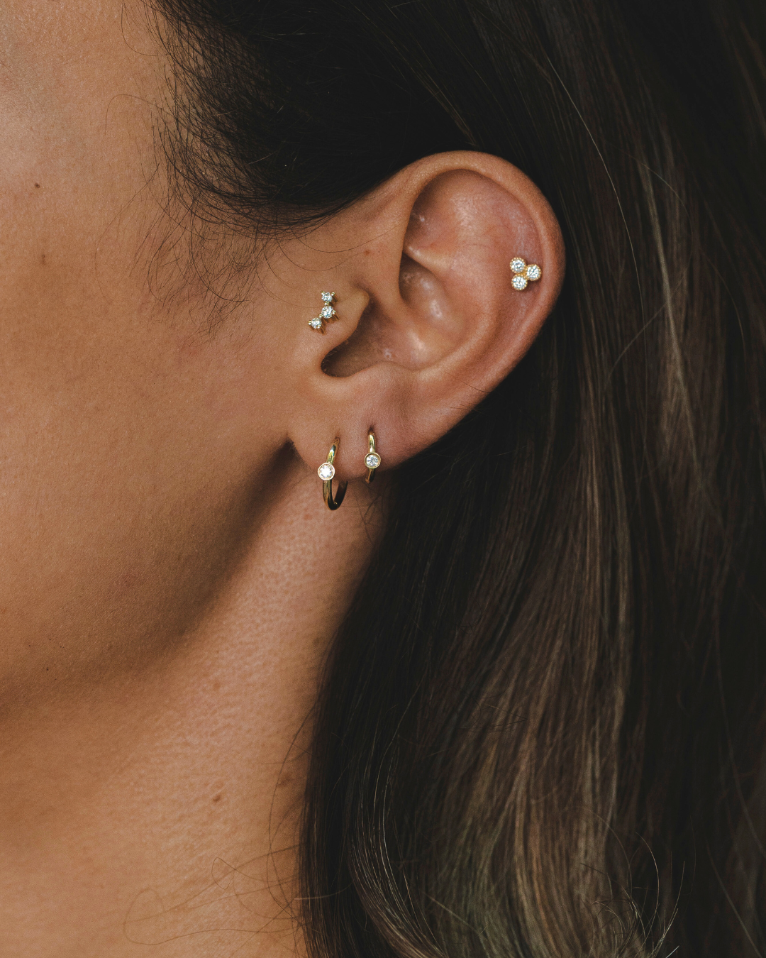 Frida Piercing Earring With White Diamonds