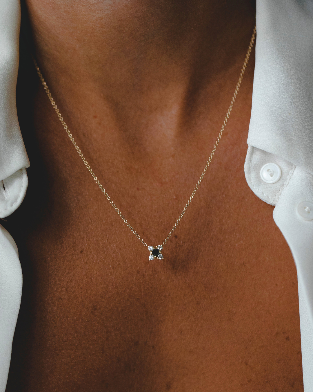 Valentina Gold Necklace Black & White Diamonds