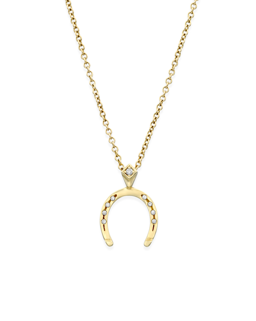 Horseshoe Gold Necklace White Diamond