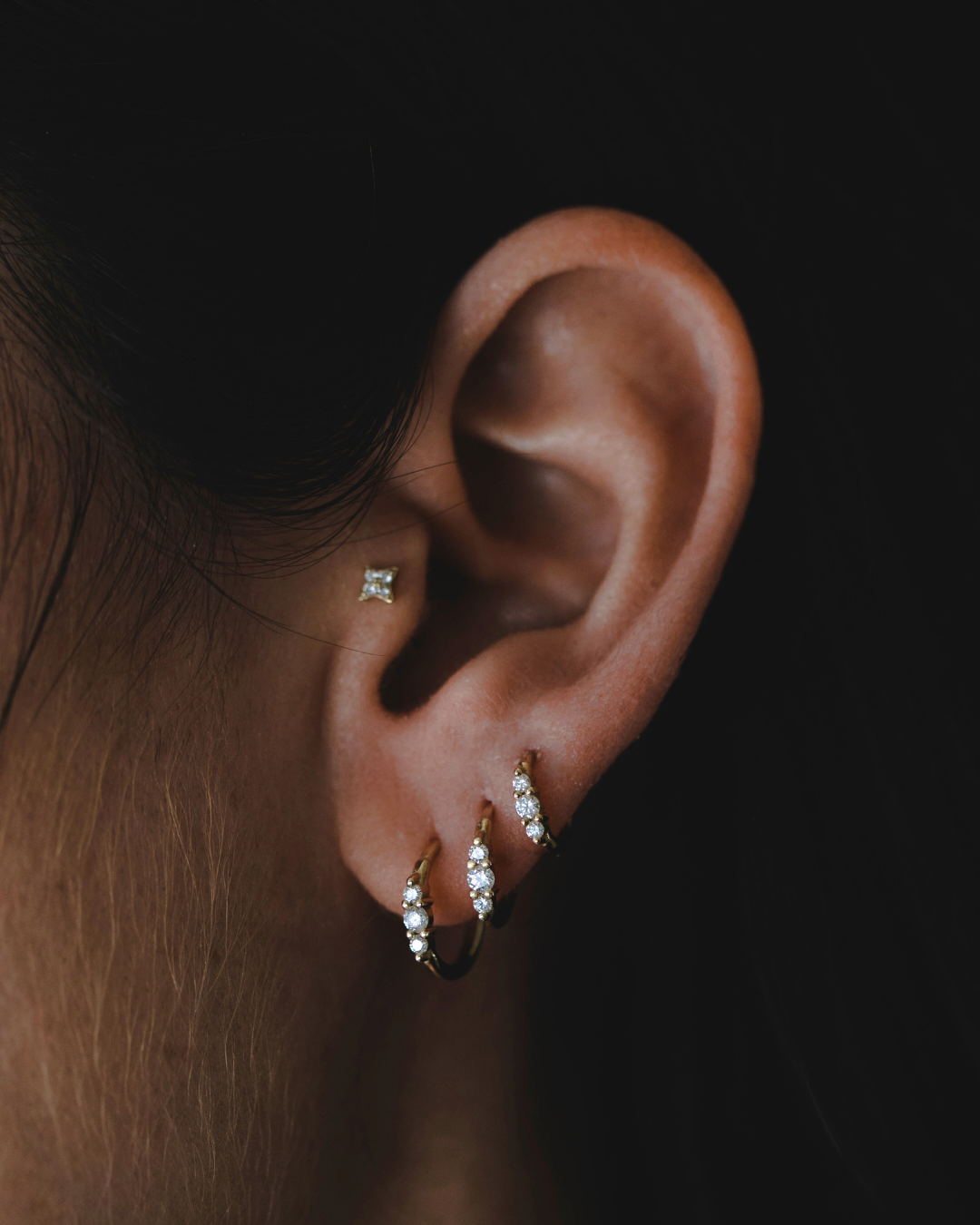 Audrey Hoop Earring with White Diamonds