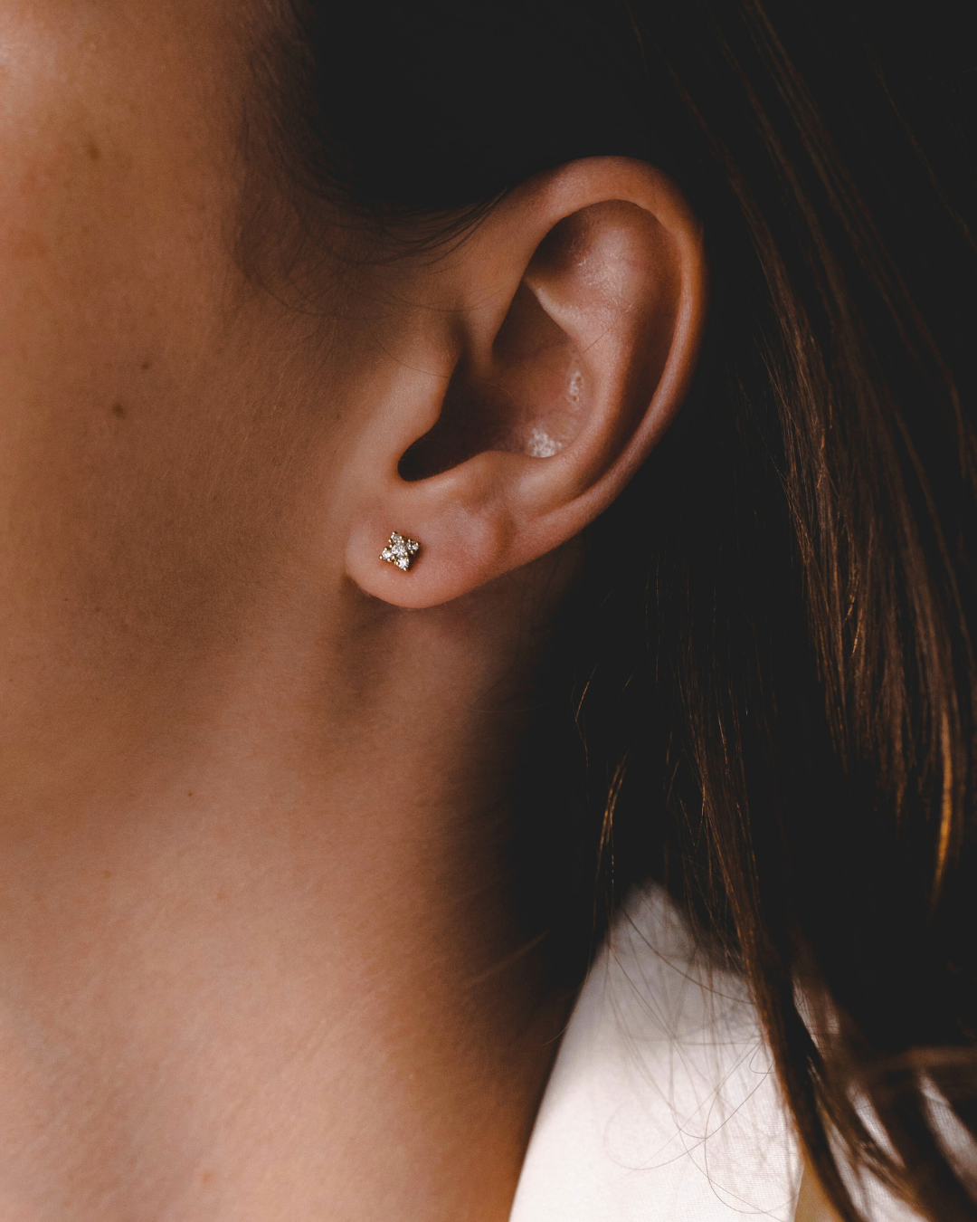 Mini Eliana Gold Earring White Diamonds