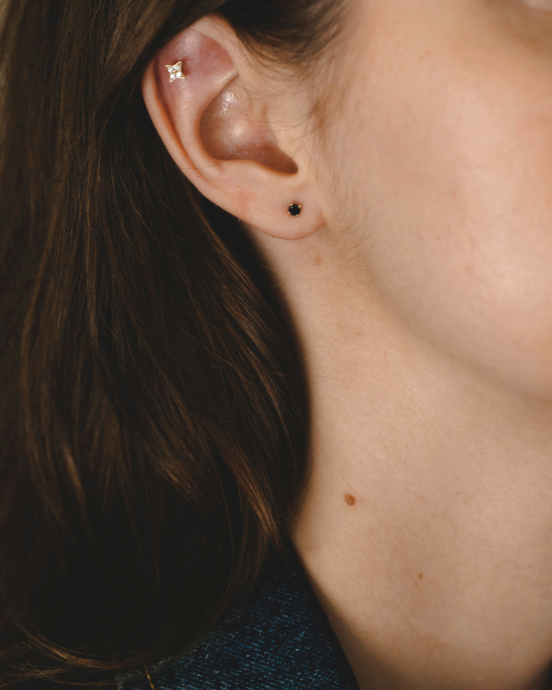 Martina Gold Earring 3mm Black Diamond