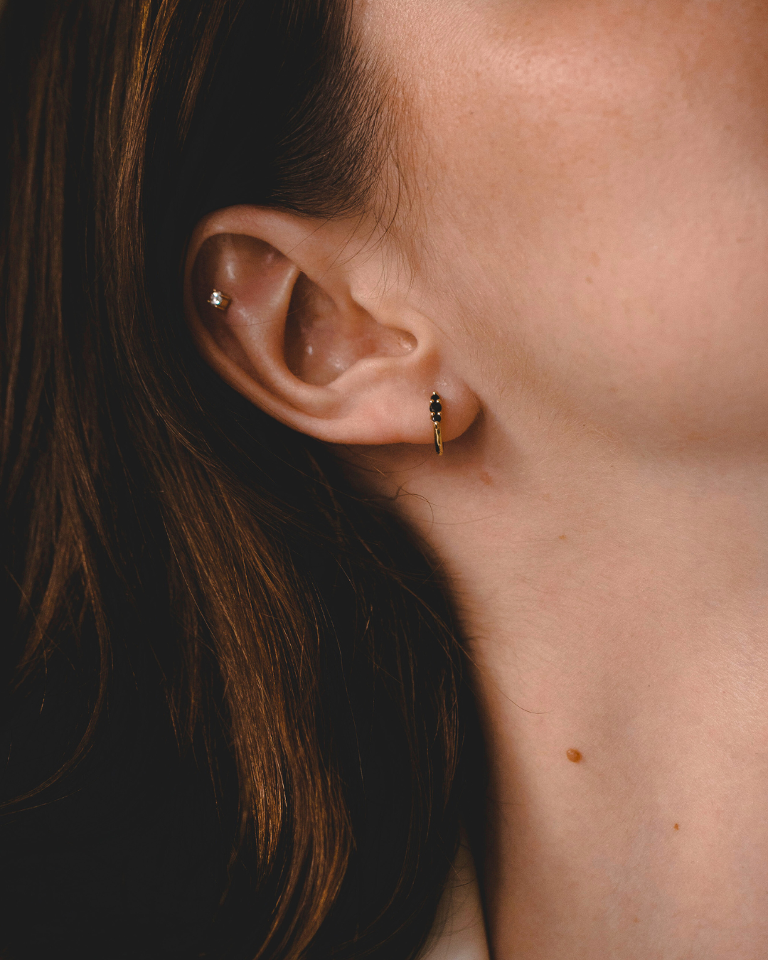 Audrey Hoop Earring with Black Diamonds