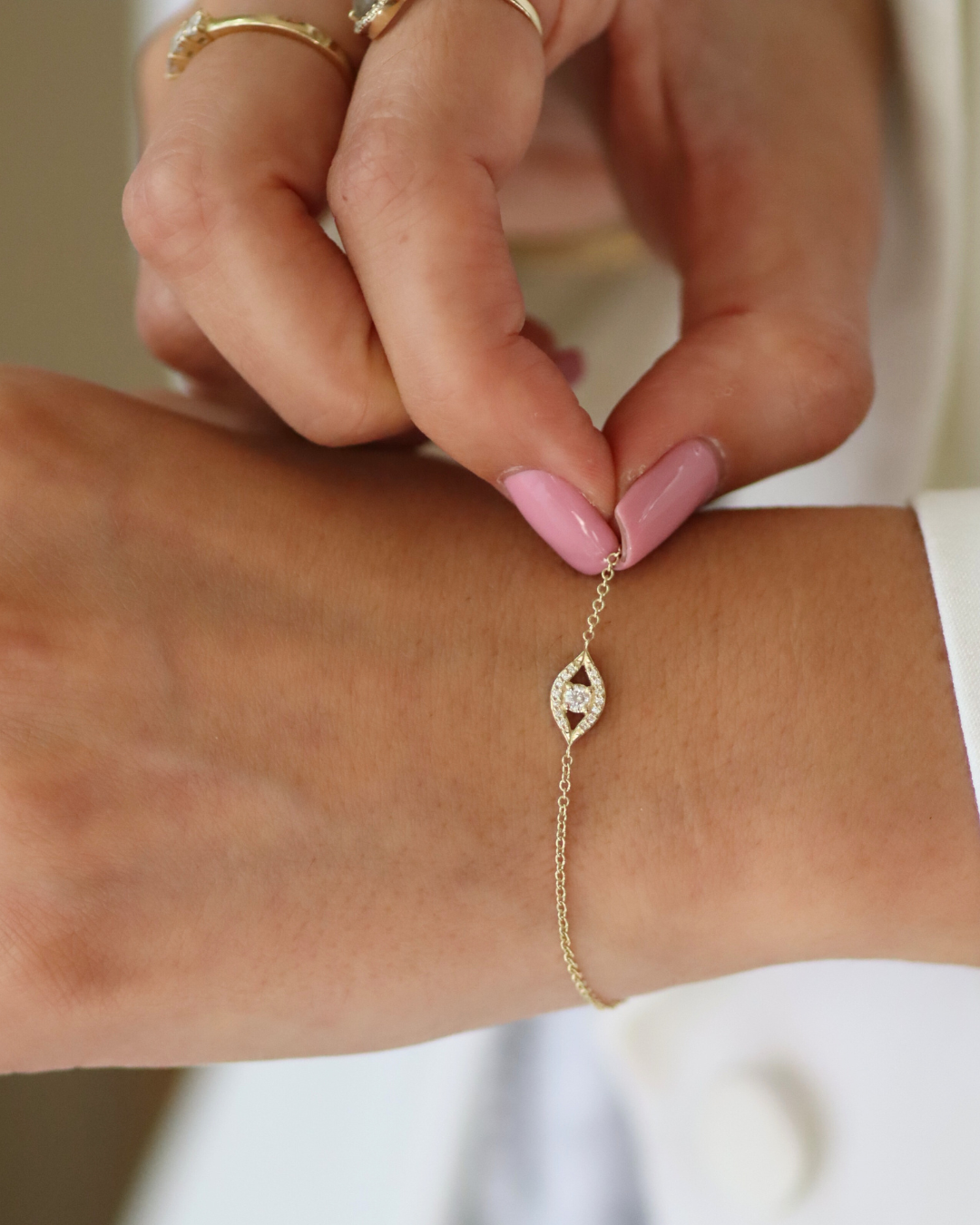 Evil Eye Gold Bracelet With Diamonds