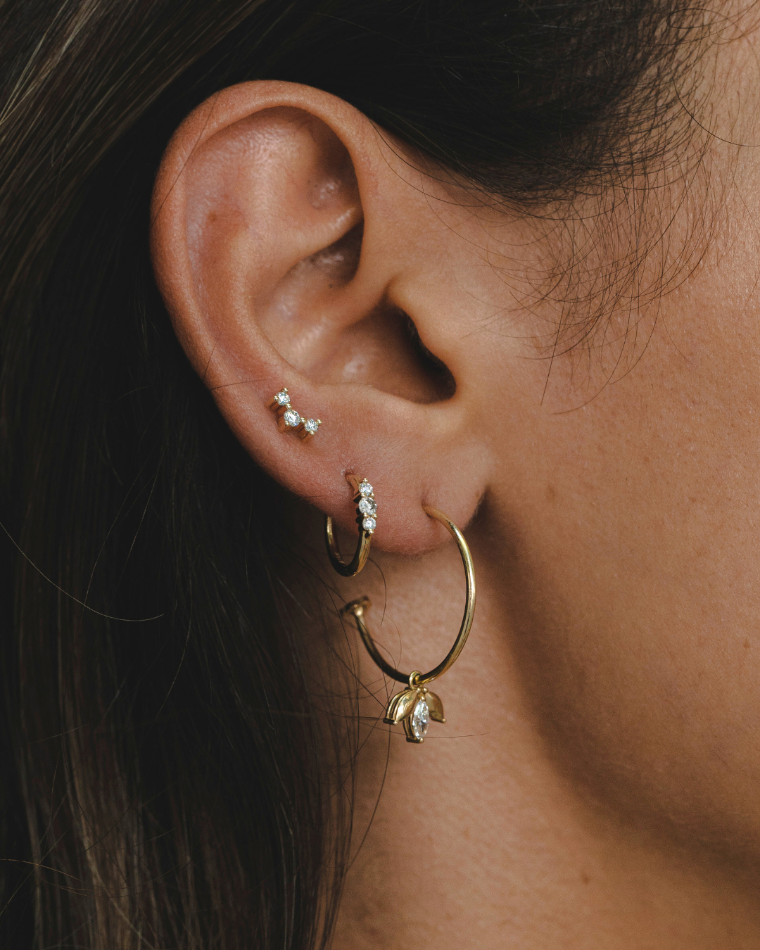 Frida White Diamond Earring