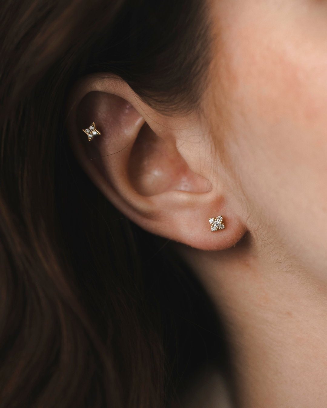 Mini Eliana Gold Earring White Diamonds