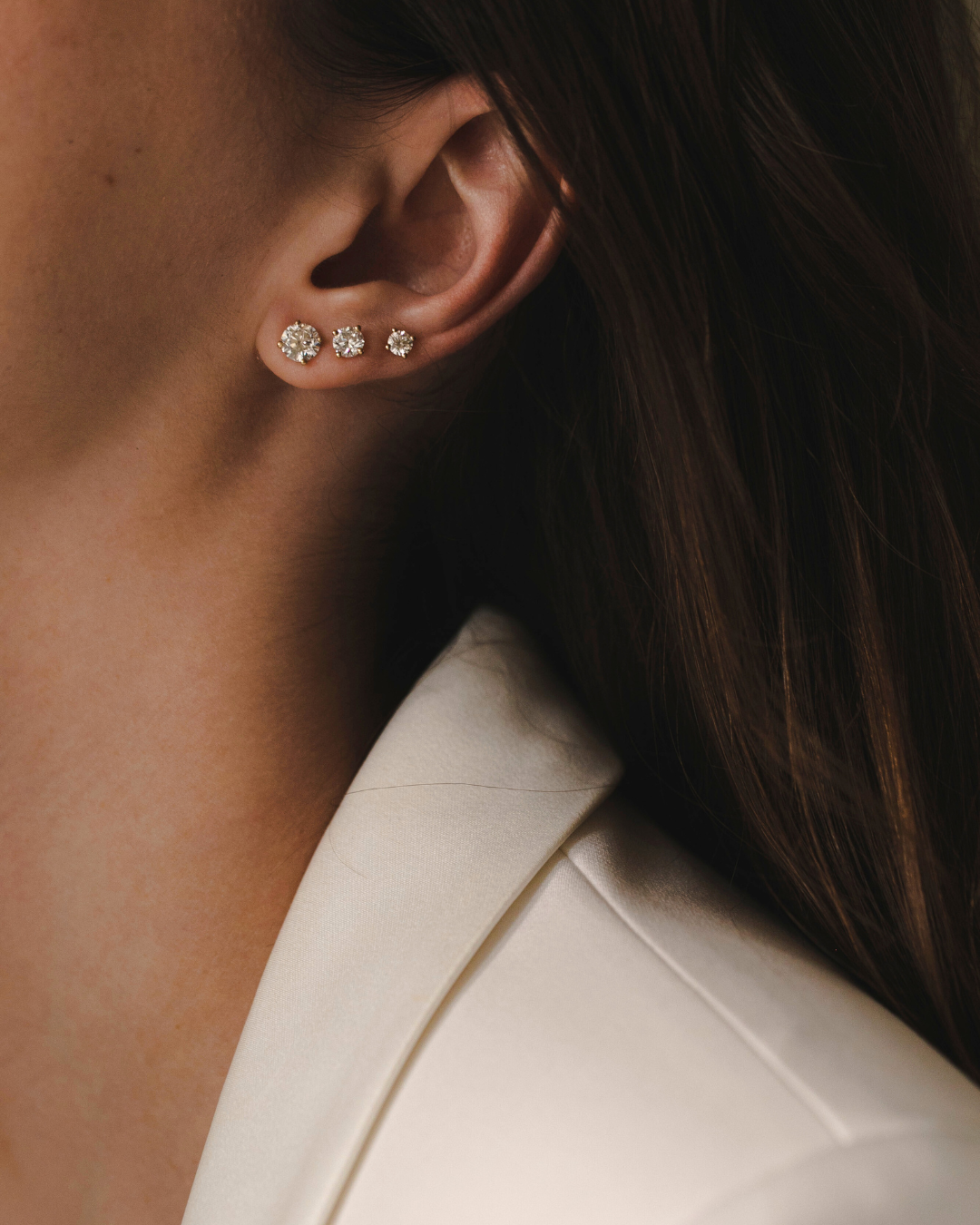 Martina Gold earring 4mm White Diamond