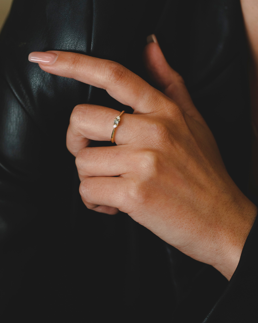 Audrey Ring White & Grey 3 mm Diamond