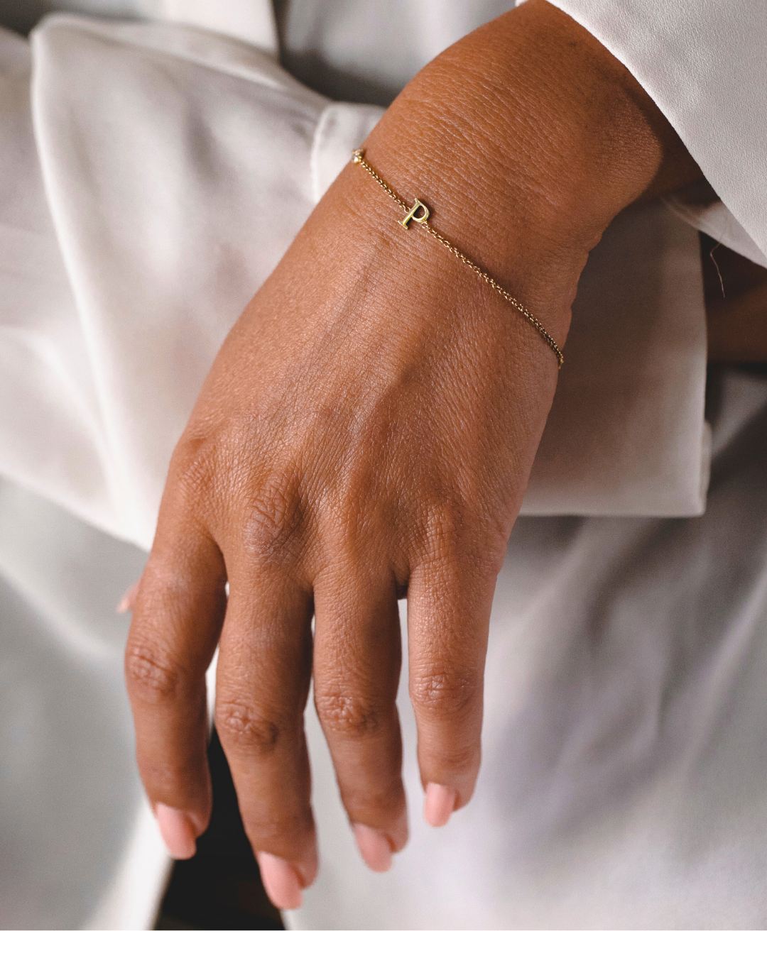 Letter & diamond gold bracelet