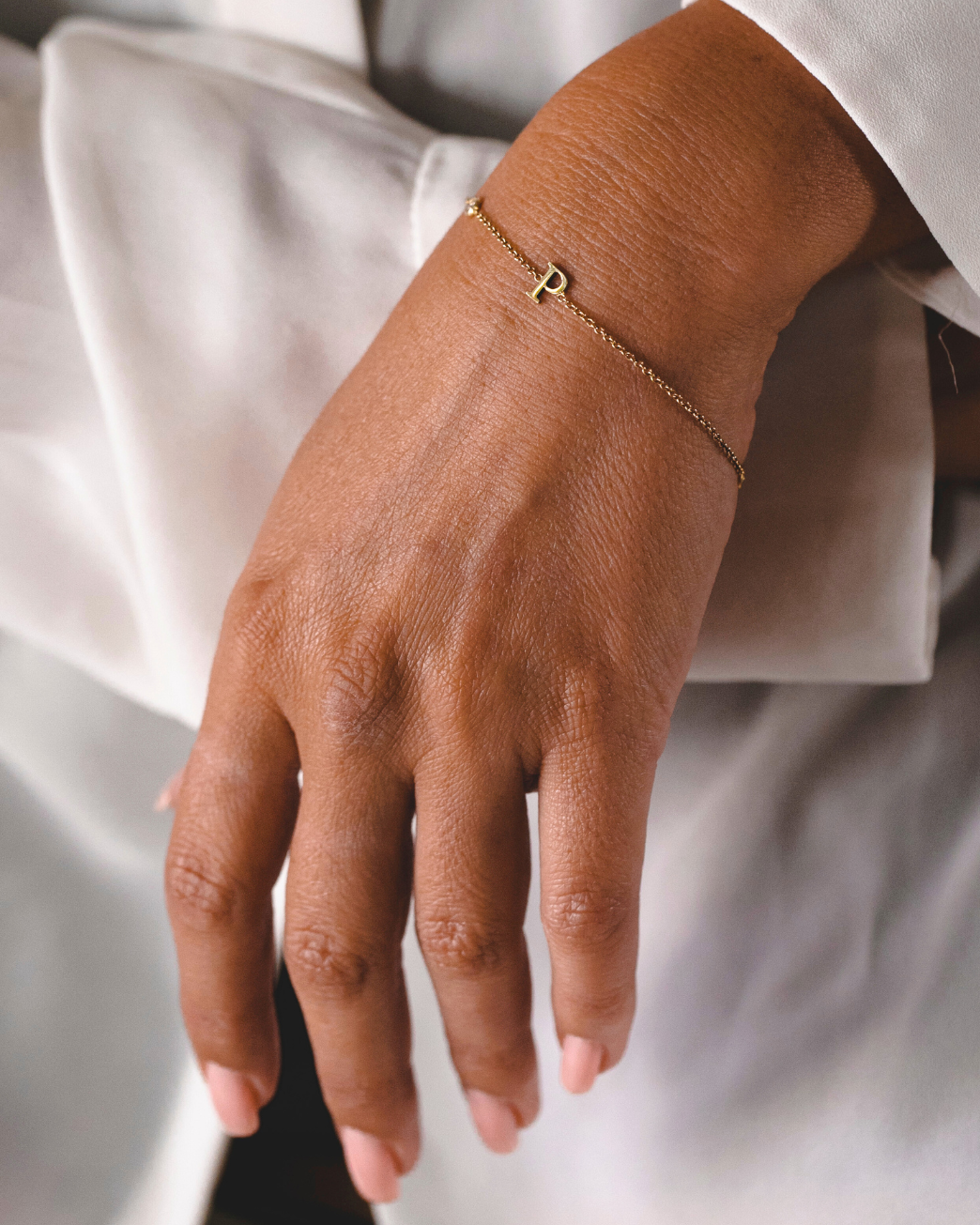 Letter & diamond gold bracelet